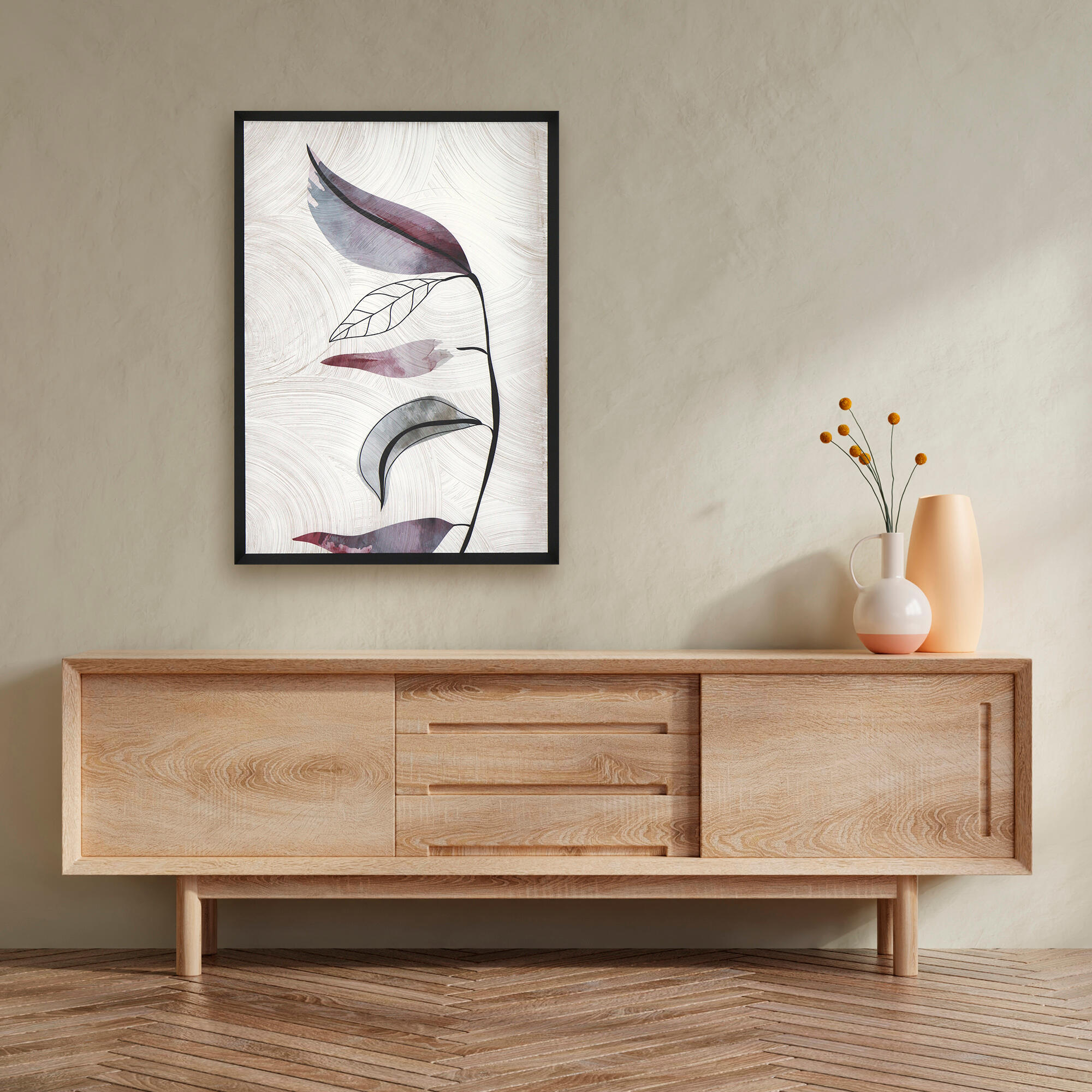 Cuadro con marco rama rosada 40 cm x 50 cm
