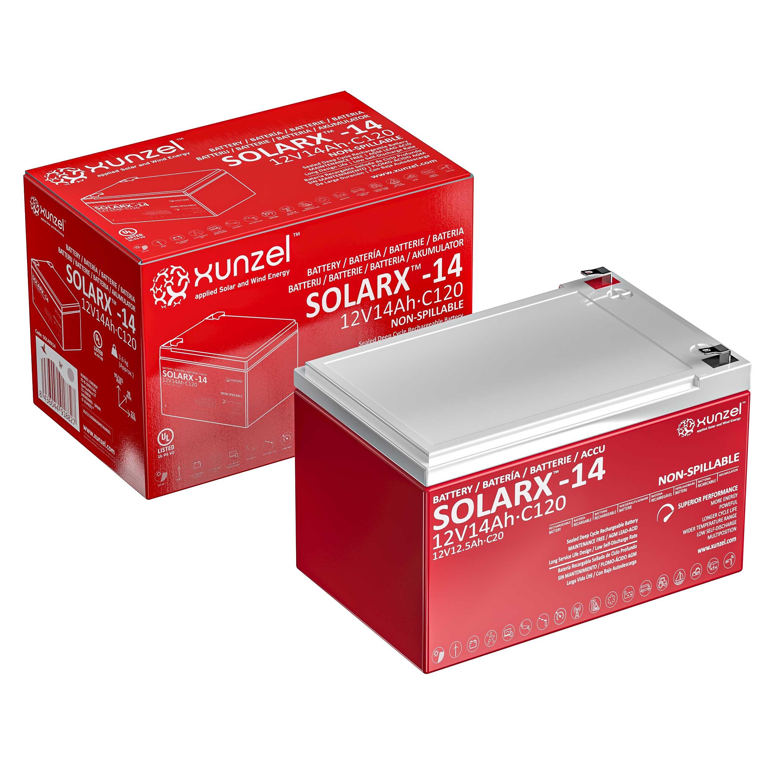 Bateria Solar SOLARX-14 XUNZEL12V de longa duração selada e sem manutenção - 2