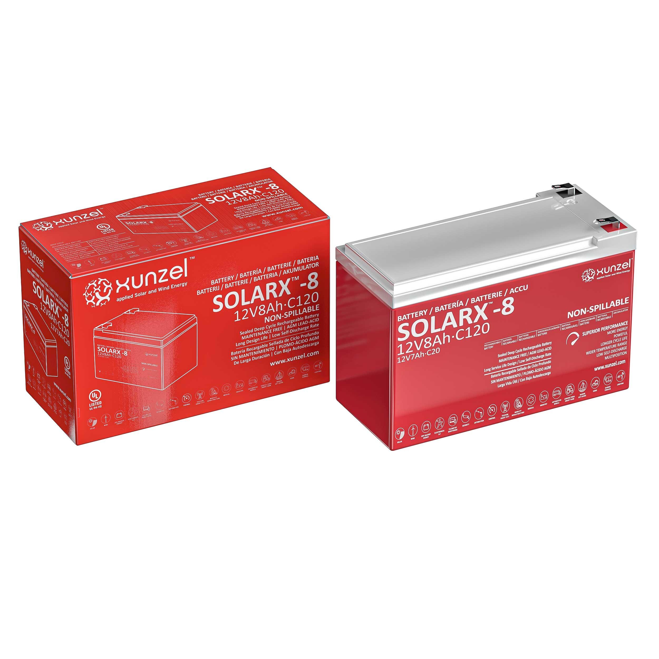 Bateria Solar SOLARX-8 XUNZEL12V de longa duração selada e sem manutenção - 2
