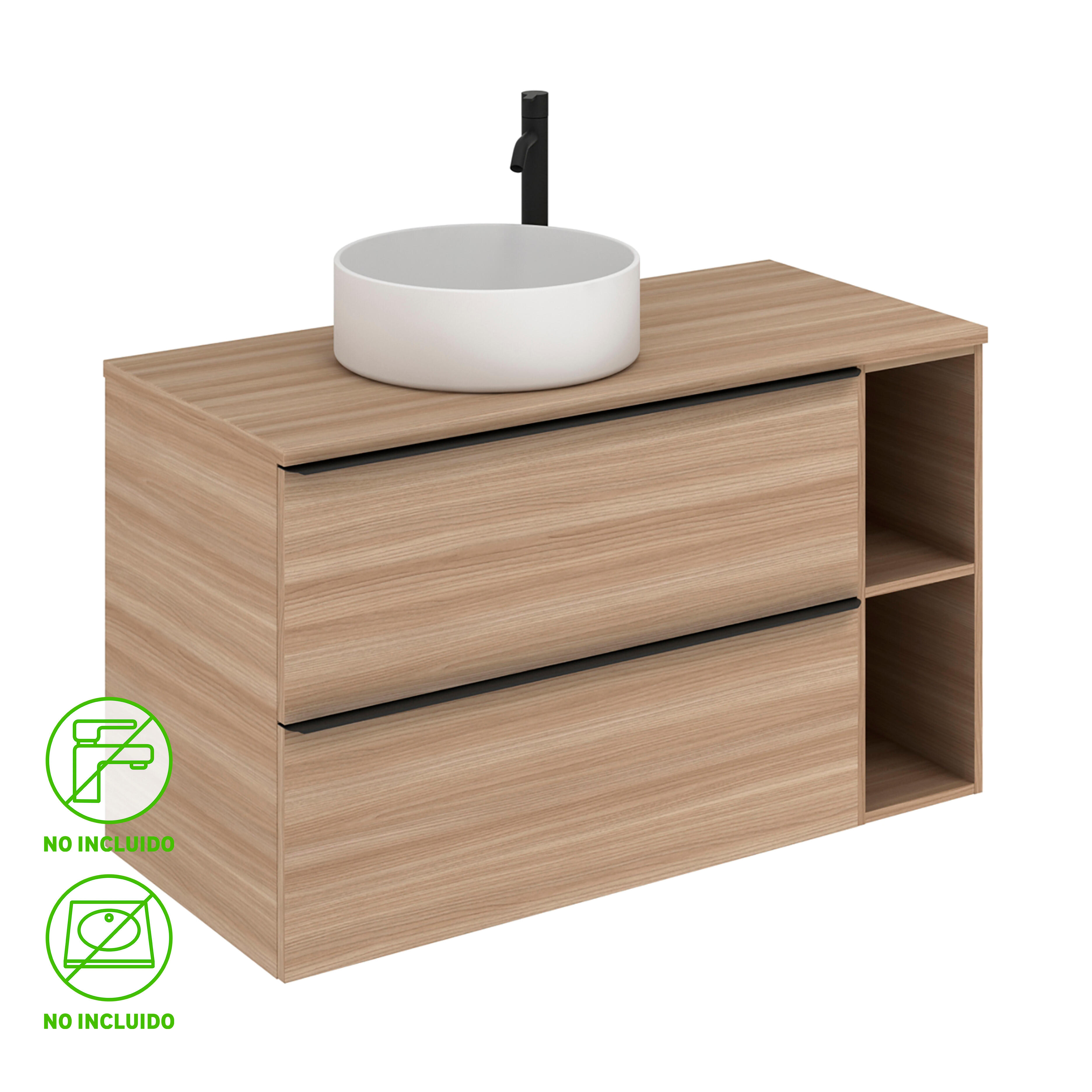 Mueble de baño komplett imitación nogal 100x45 cm