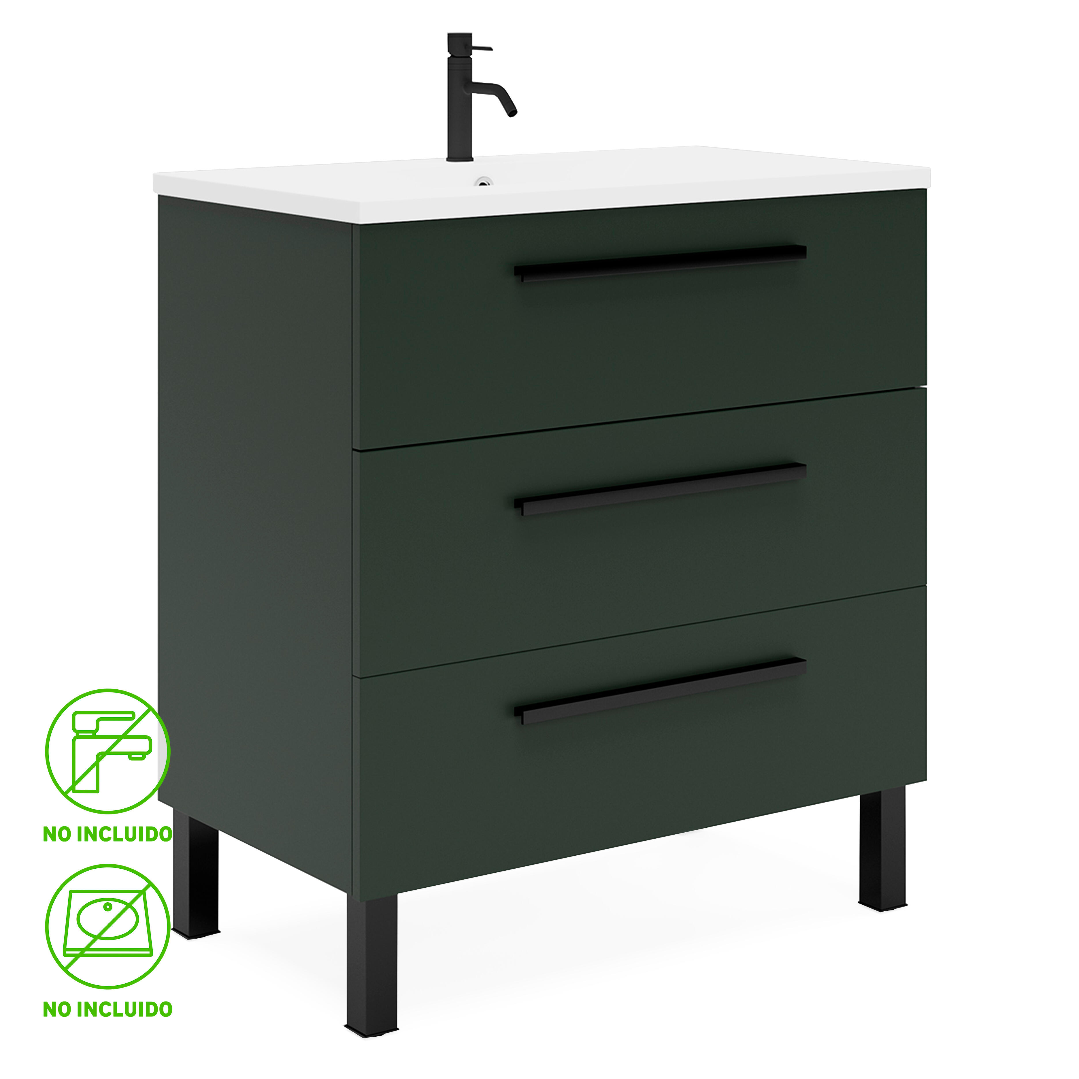 Mueble de baño madrid verde 70x45 cm