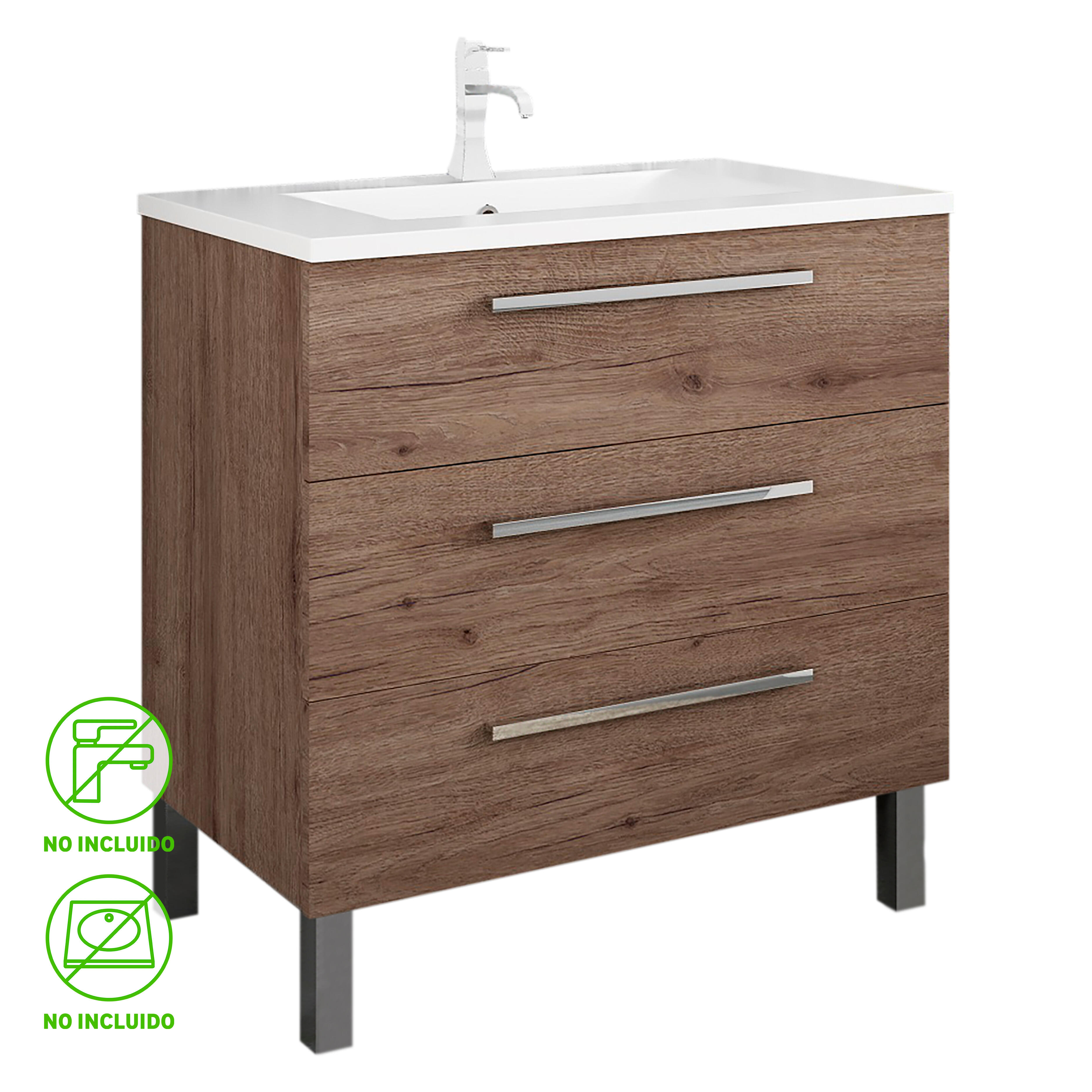 Mueble de baño madrid roble oscuro 80x45 cm