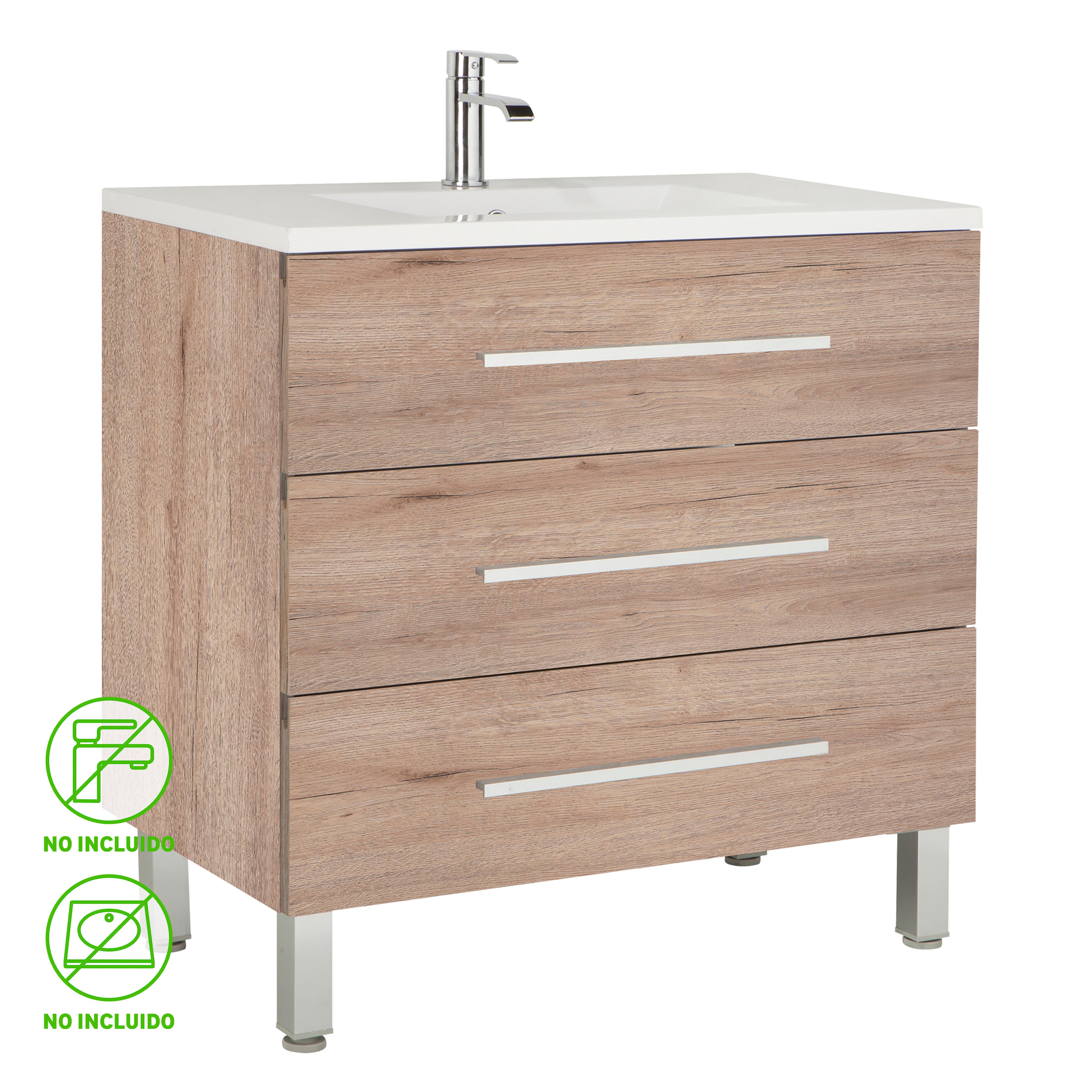 Mueble de baño madrid roble 100x45 cm