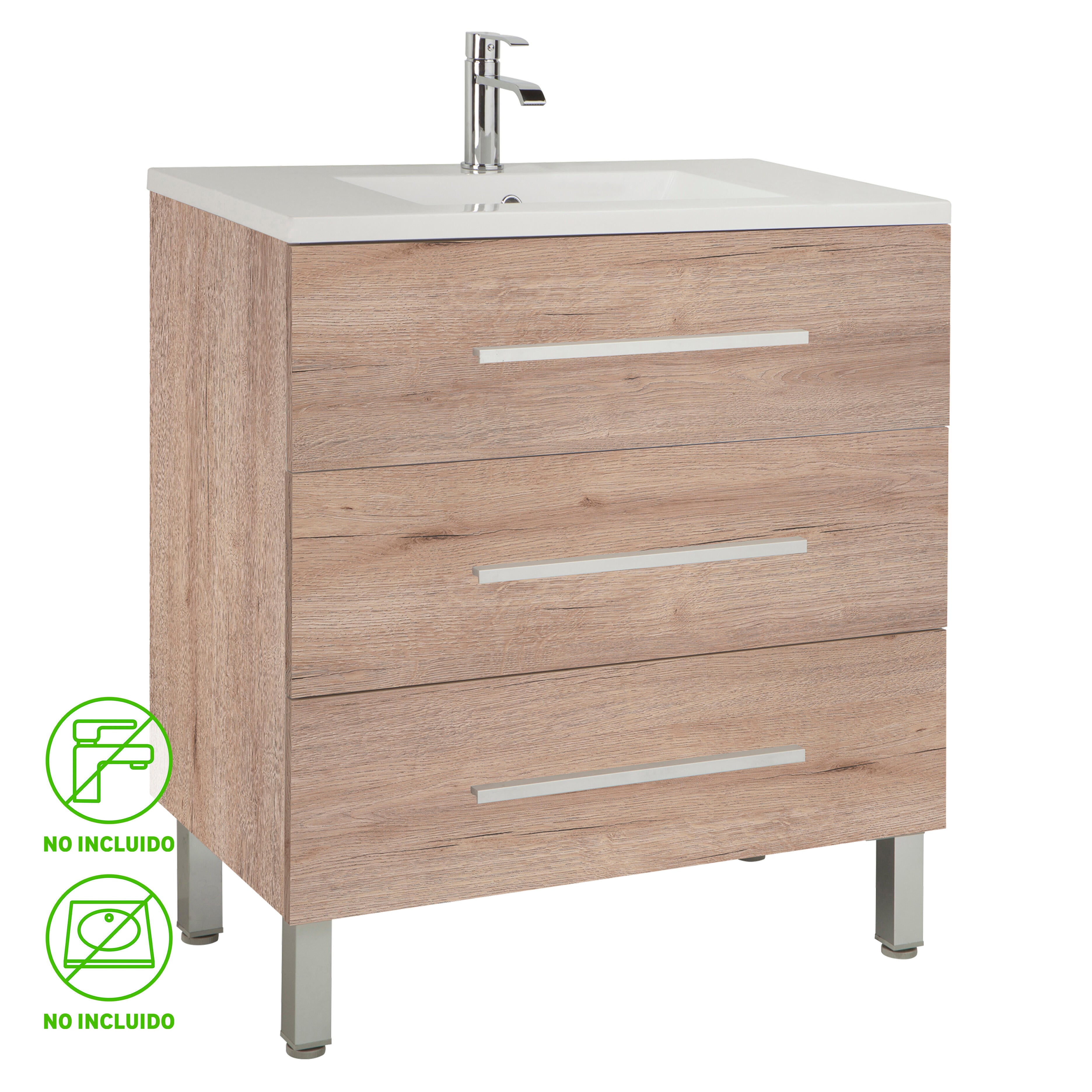 Mueble de baño madrid roble 80x45 cm
