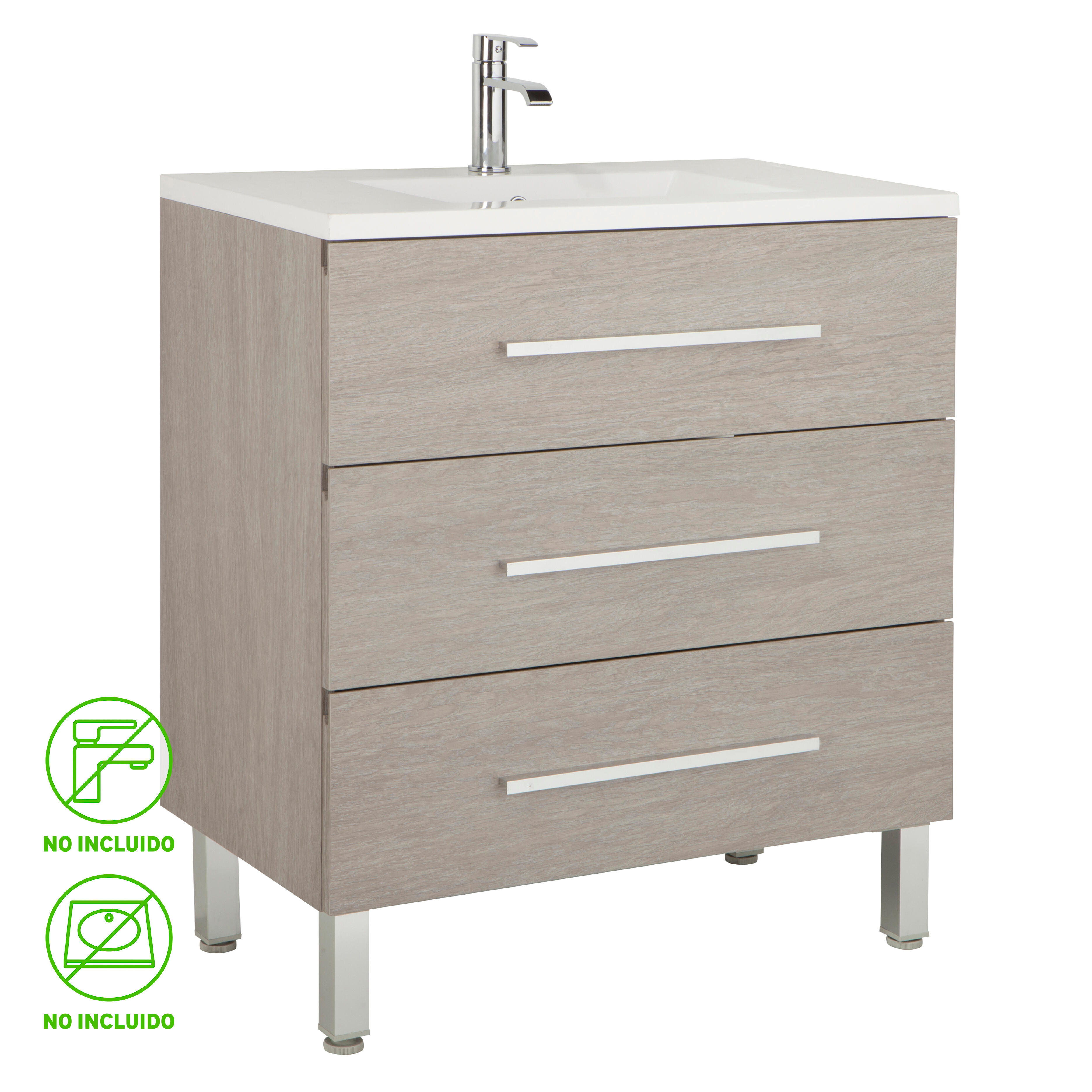 Mueble de baño madrid roble gris 80x45 cm