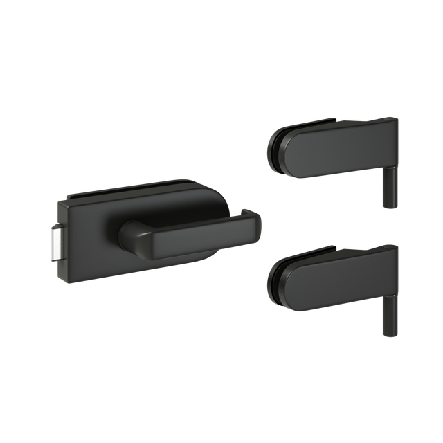 Zestaw okuć do skrzydła Glass czarne zawiasy i klamka pokojowa Porta
