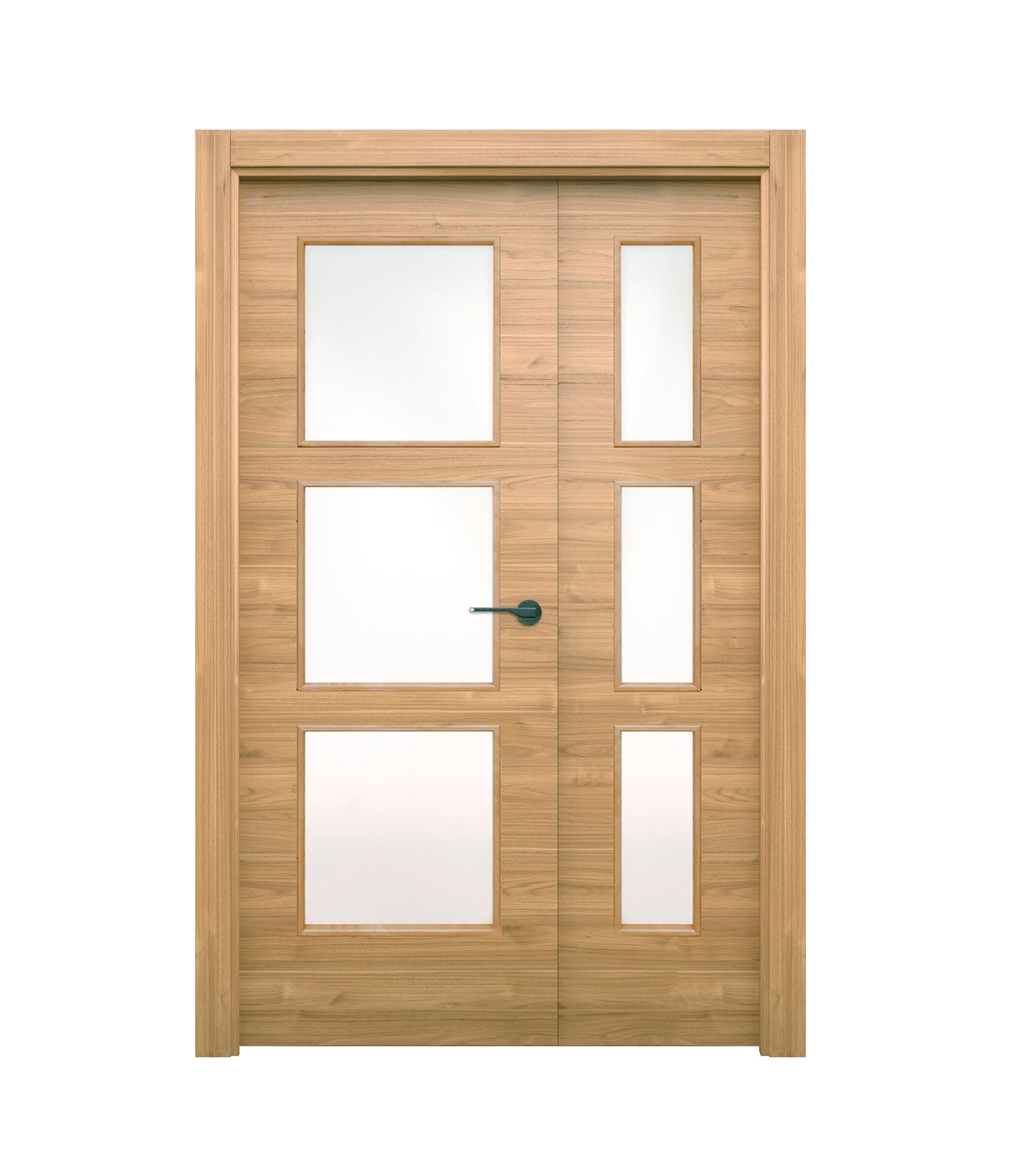 Puerta interior abatible oslo slow nogal line plus apertura izda cristal 125