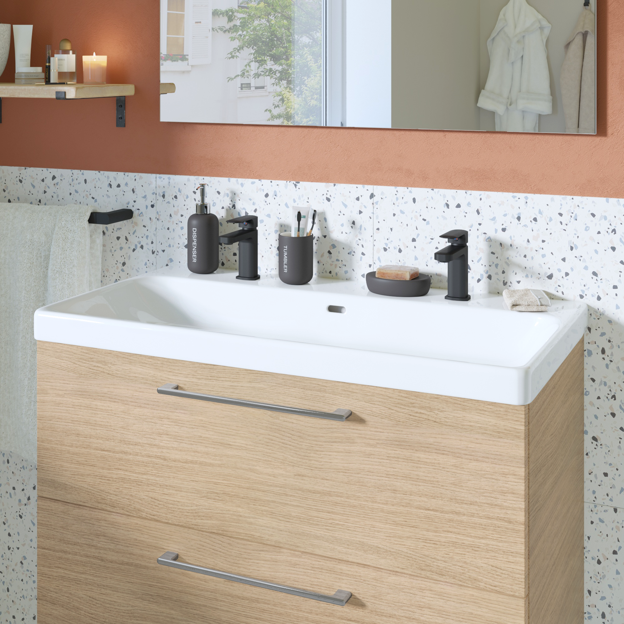 Meuble sous-vasque 2t l.90 x H.57.7 x P.46 cm effet chêne naturel Remix - 3