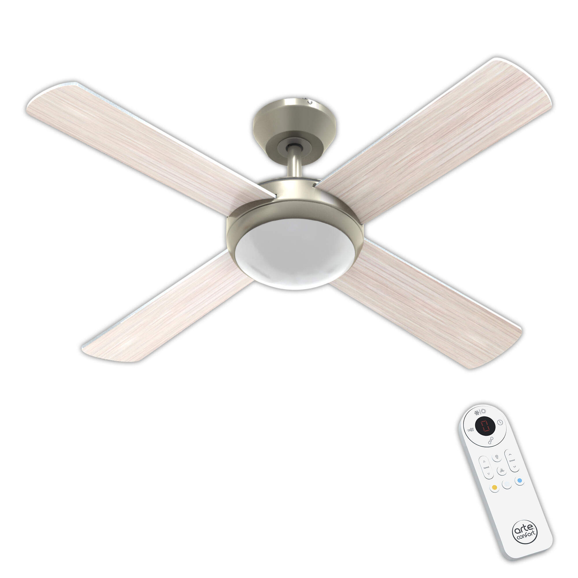 Ventilador de techo con luz motor DC Bora plata color luz regulable 112 cm - 2