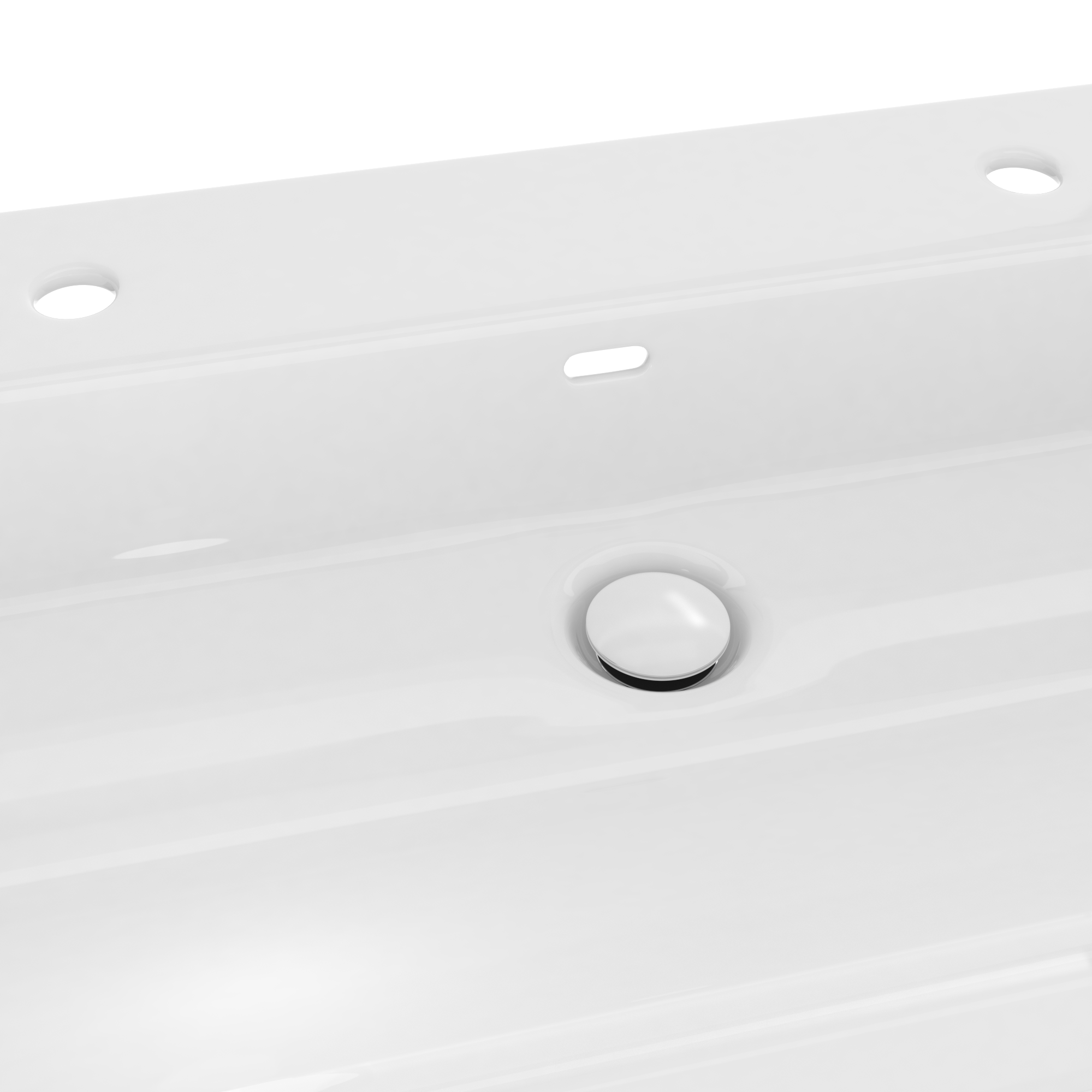 Plan simple vasque Remix, 2 robinets, Céramique l.91 x P.49.7 cm/vidage inclus - 2