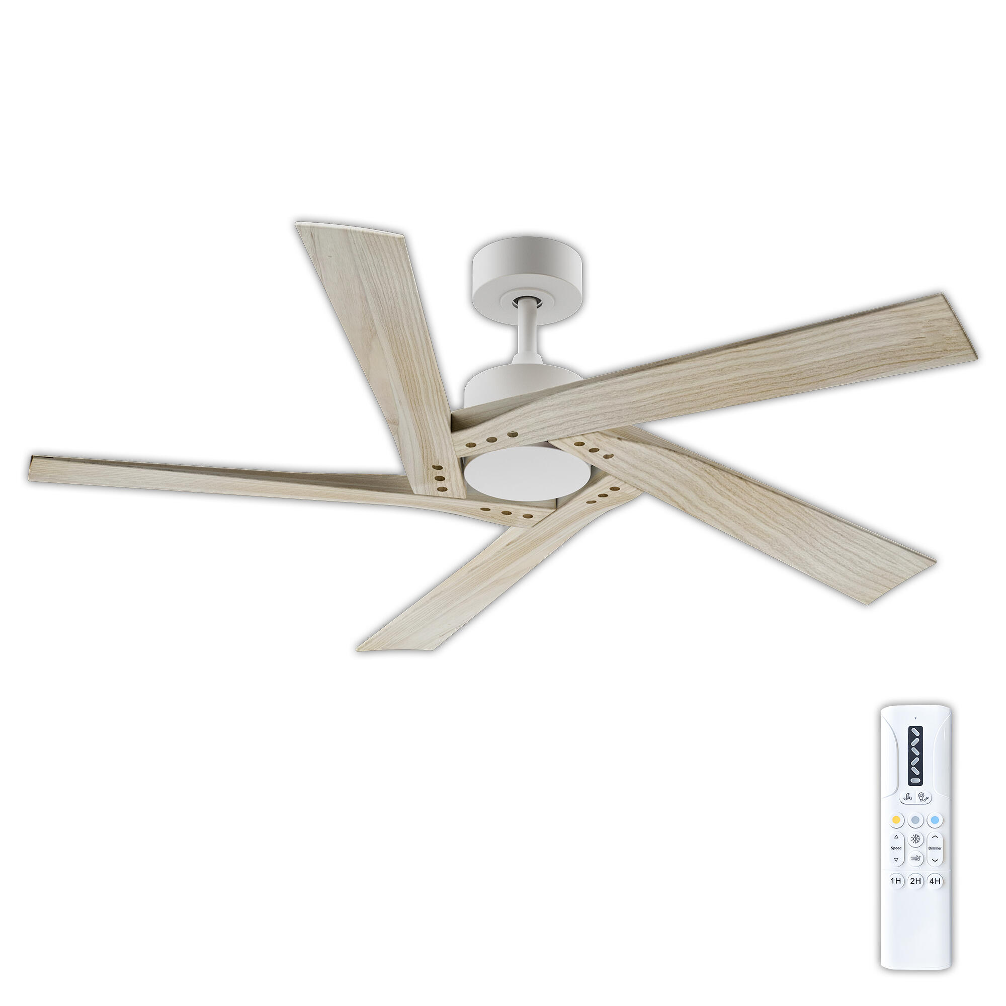 Ventilador de techo con luz silencioso DC Arte Confort Violeta blanco 132 cm - 2