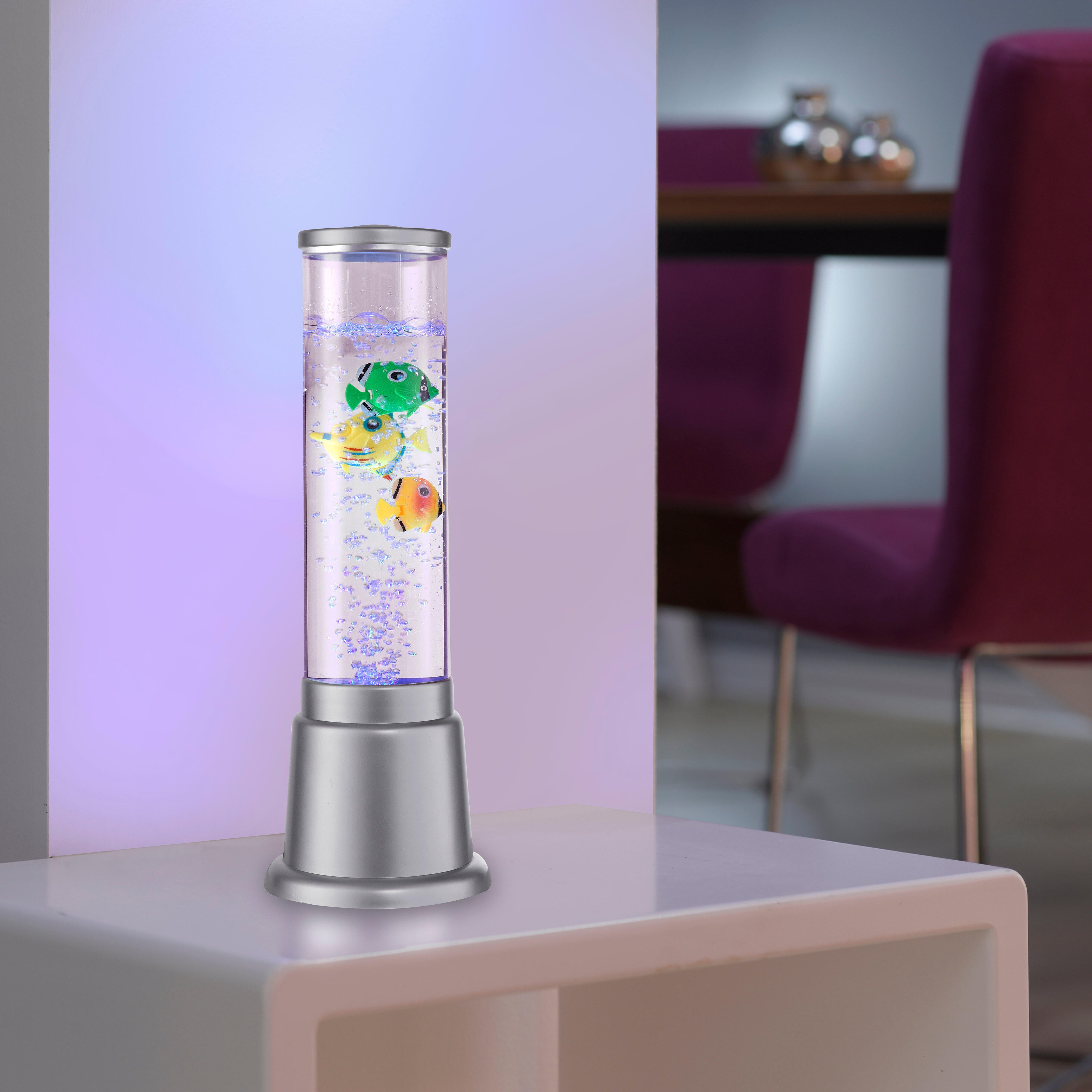 Lámpara de mesa led con control de la intensidad de la luz ava just light con estructura de acero níquel pantalla gris color cambiante luz cálida 3000k alimentación a red