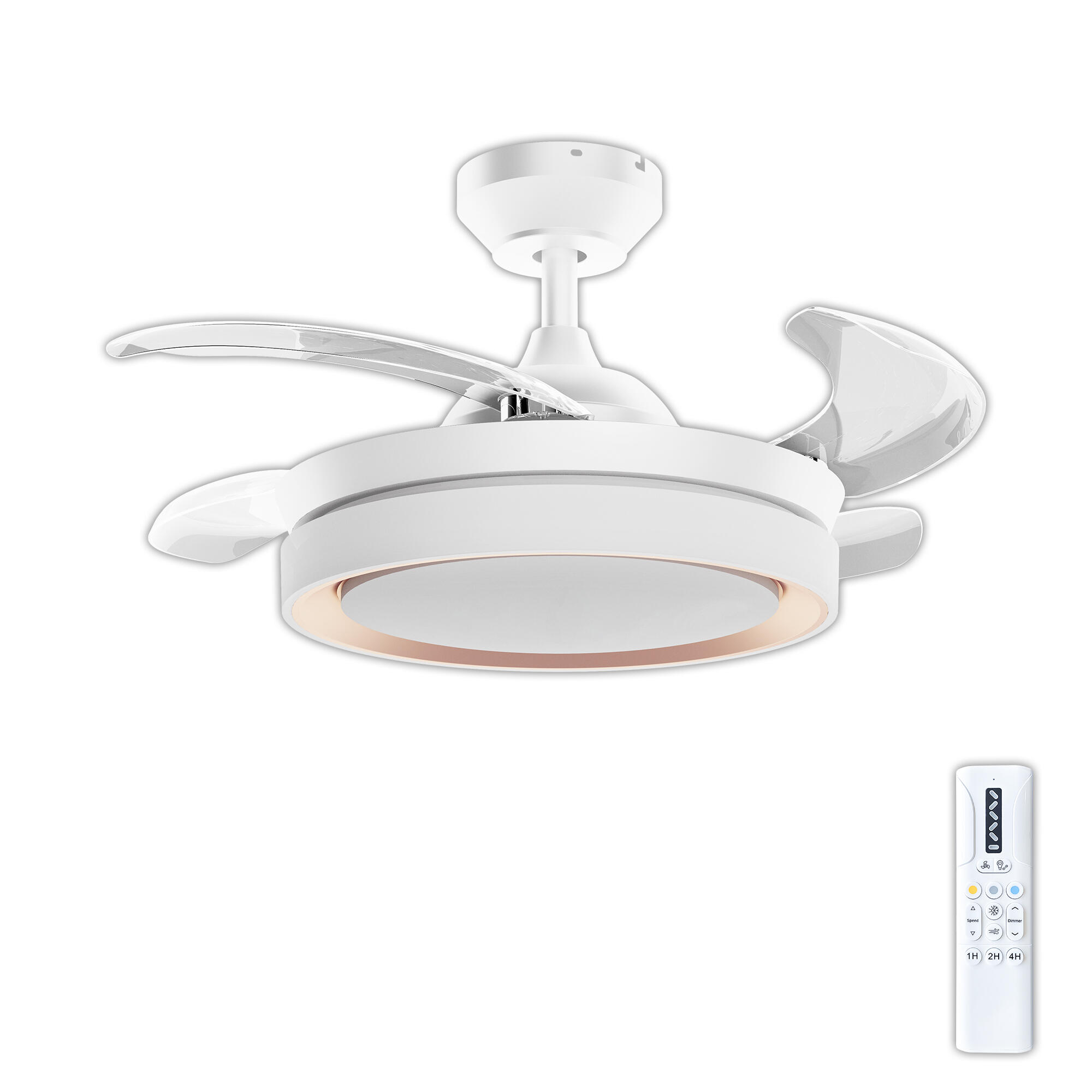 Ventilateur De Plafond Avec Lumière LED – 100 Cm, Télécommande Et App – 6 Vitesses, 3 Couleurs – Réversible été/hiver – Pour Plafonds Bas