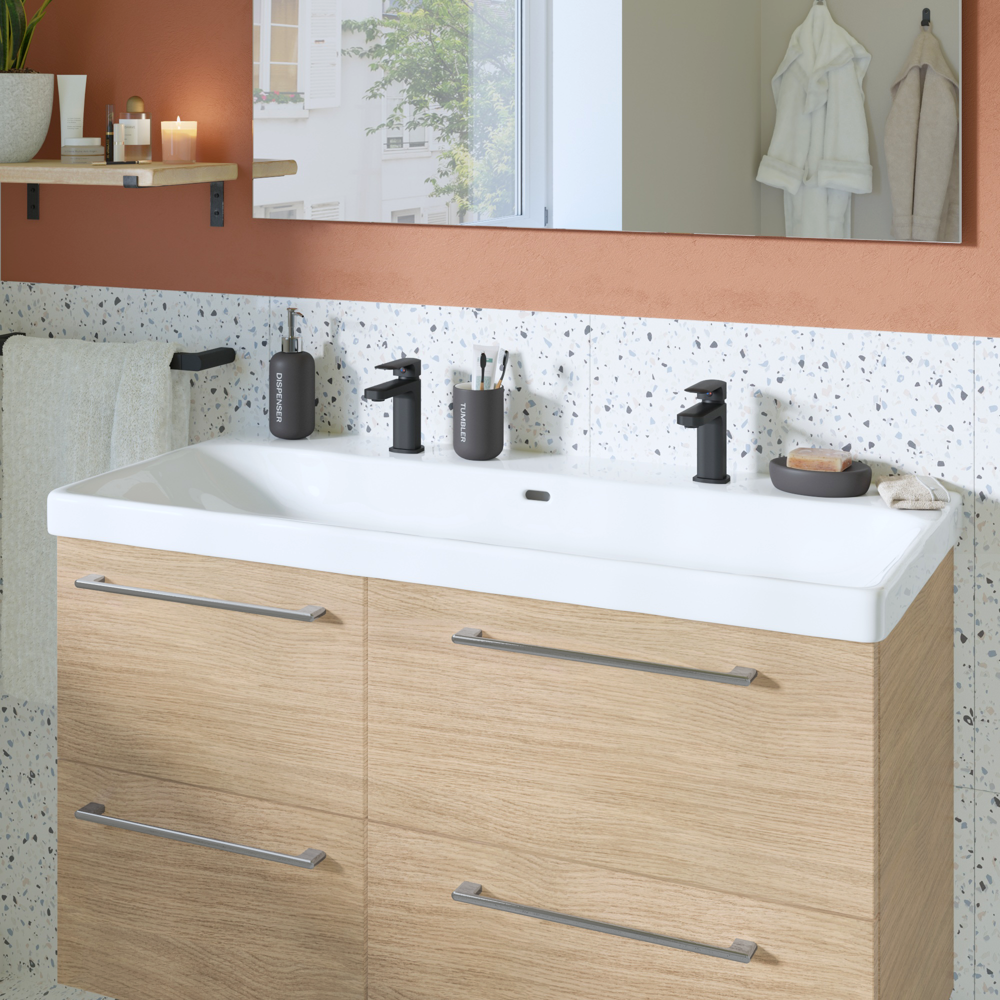 Lavabo a incasso rettangolare vasca centrale Remix L 106 x H 16.5 x P 49.7 cm in ceramica bianco lucido - 4