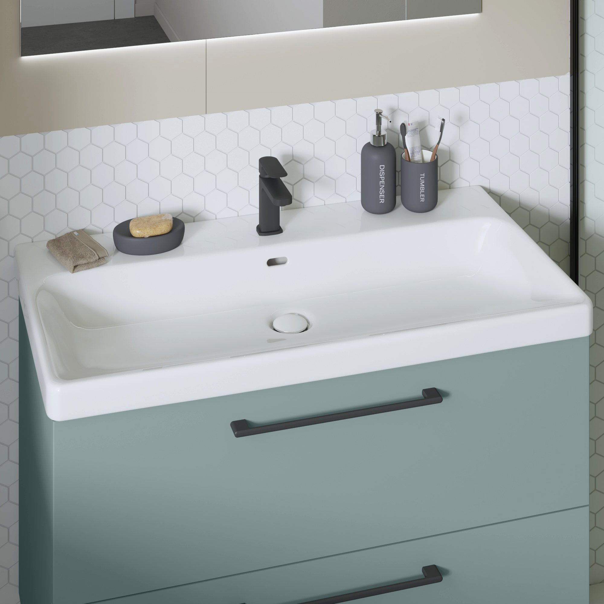 Lavabo a incasso rettangolare vasca centrale Remix L 91 x H 16.5 x P 49.7 cm in ceramica bianco lucido - 5