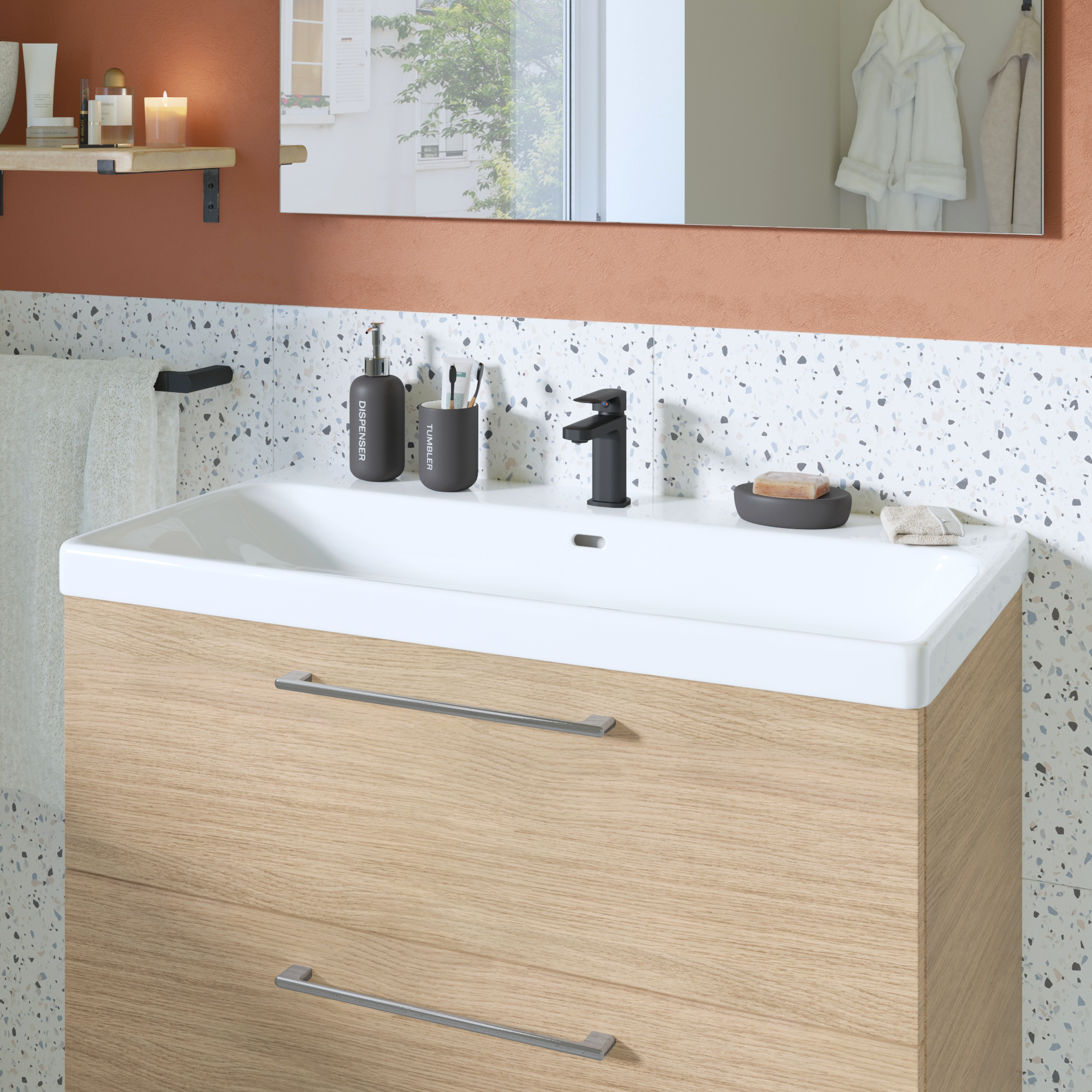 Lavabo a incasso rettangolare vasca centrale Remix L 91 x H 16.5 x P 49.7 cm in ceramica bianco lucido - 4