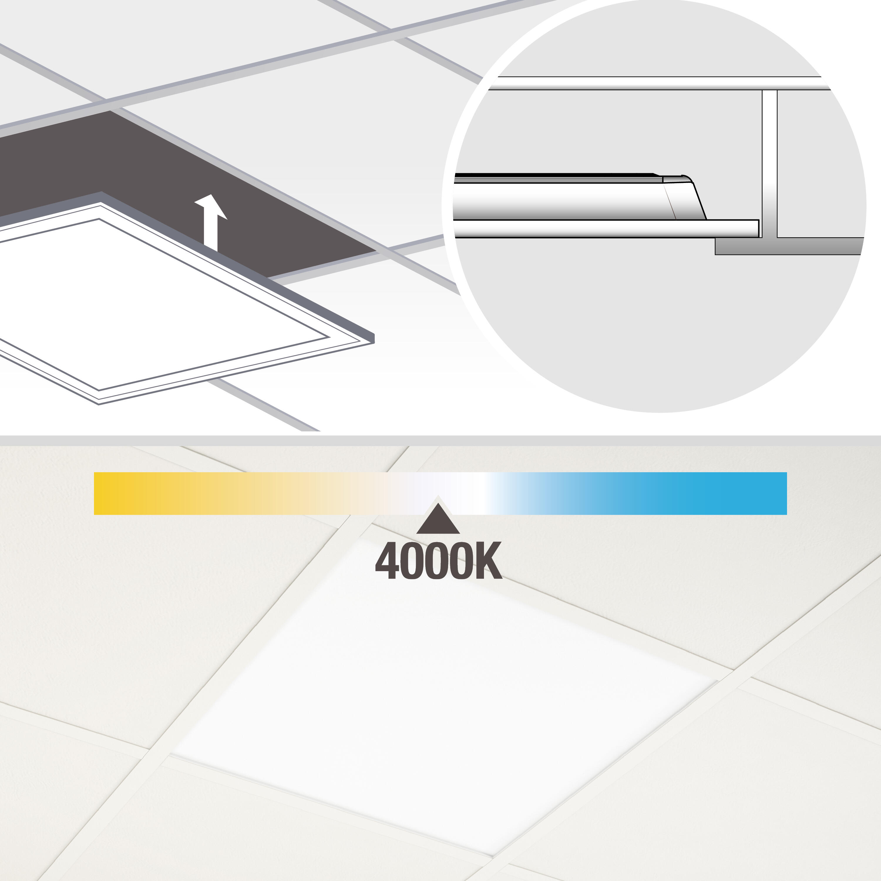Panneau LED à encastrer, 59,5 x 59,5 cm, blanc neutre - 3