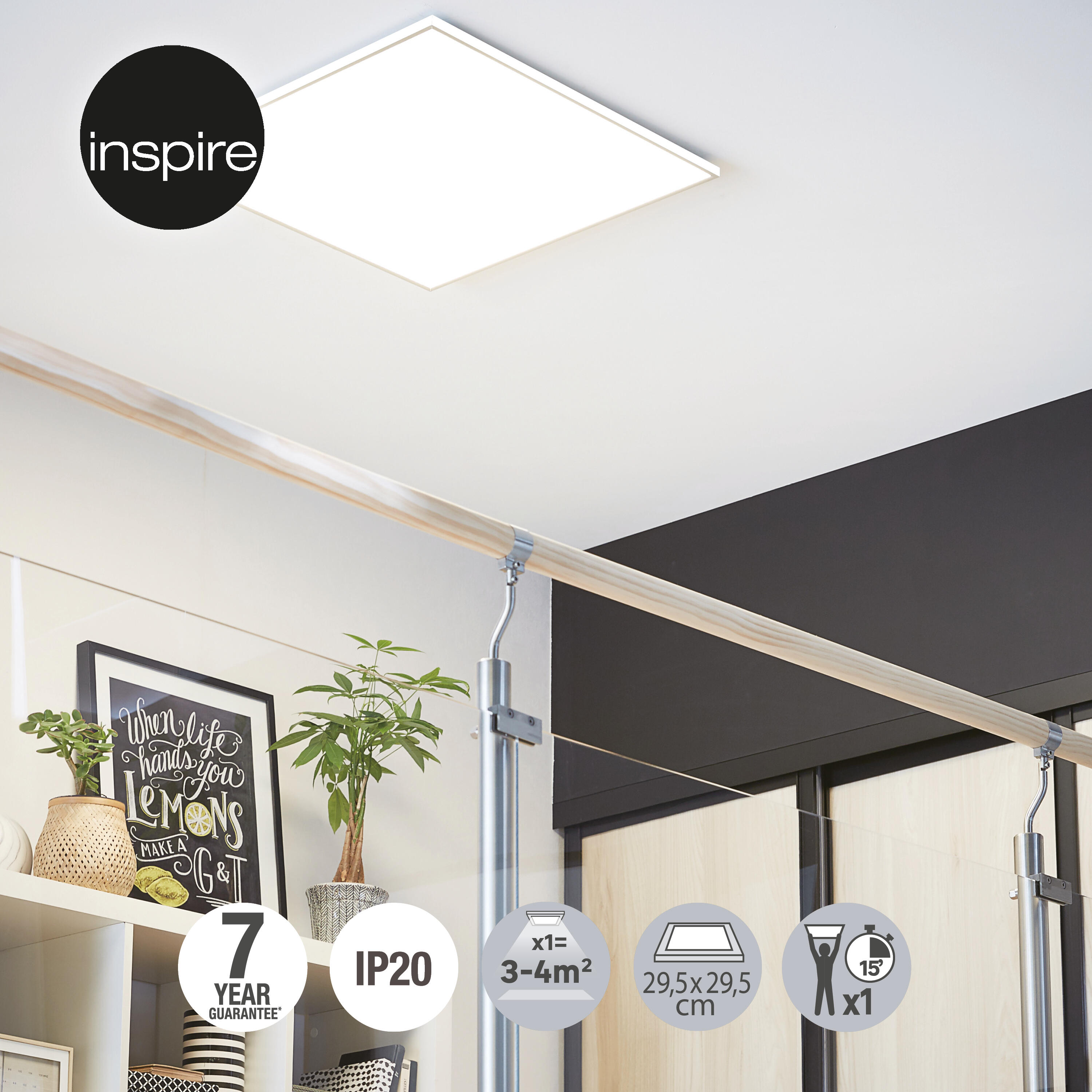 Panneau LED Gdansk 29,5 x 29,5 cm, variation blancs et intensité, blanc INSPIRE - 3