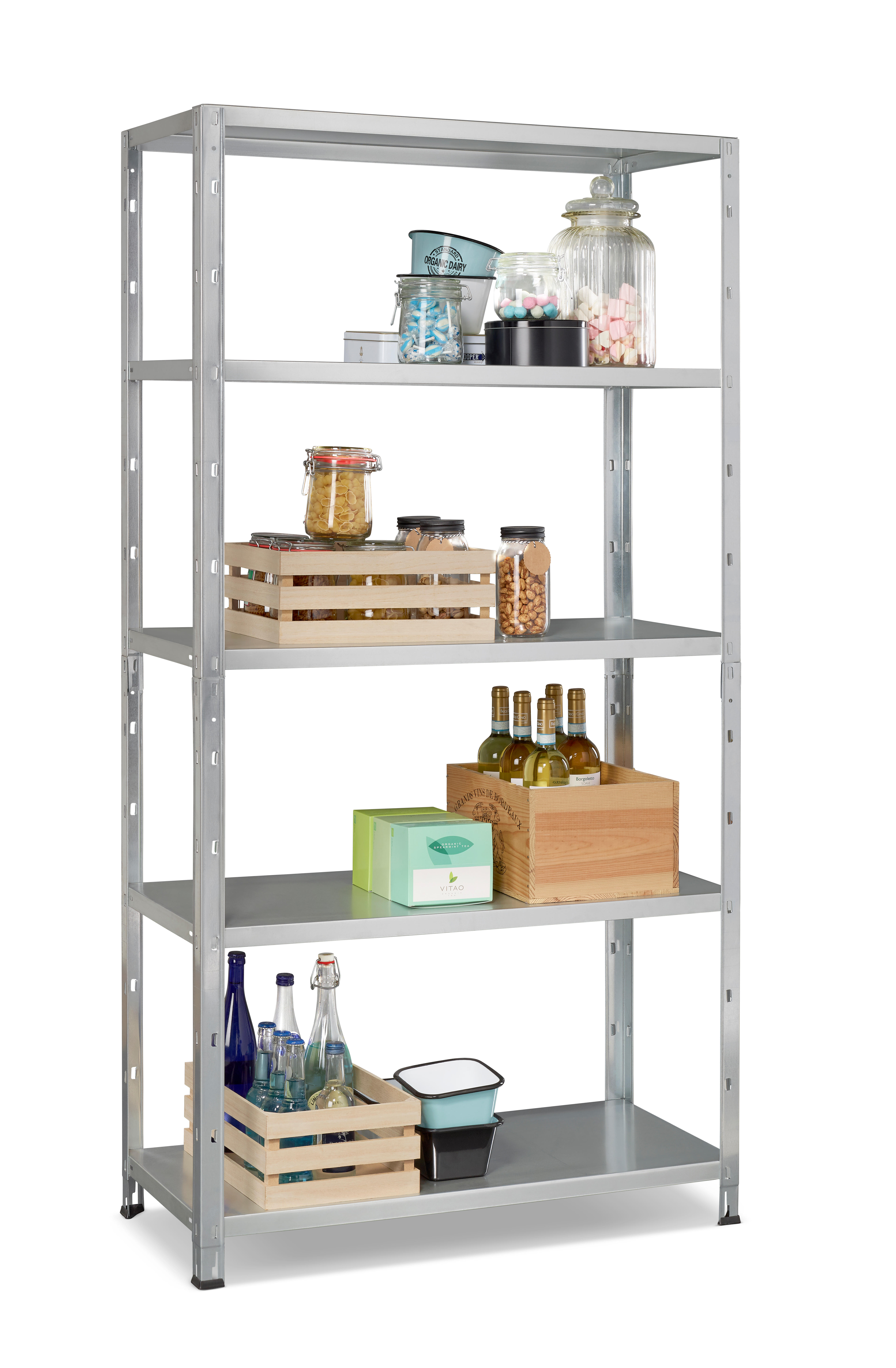 Estante metálica cinza 5 prateleiras 90x40x187 cm 70 kg Spaceo - 4