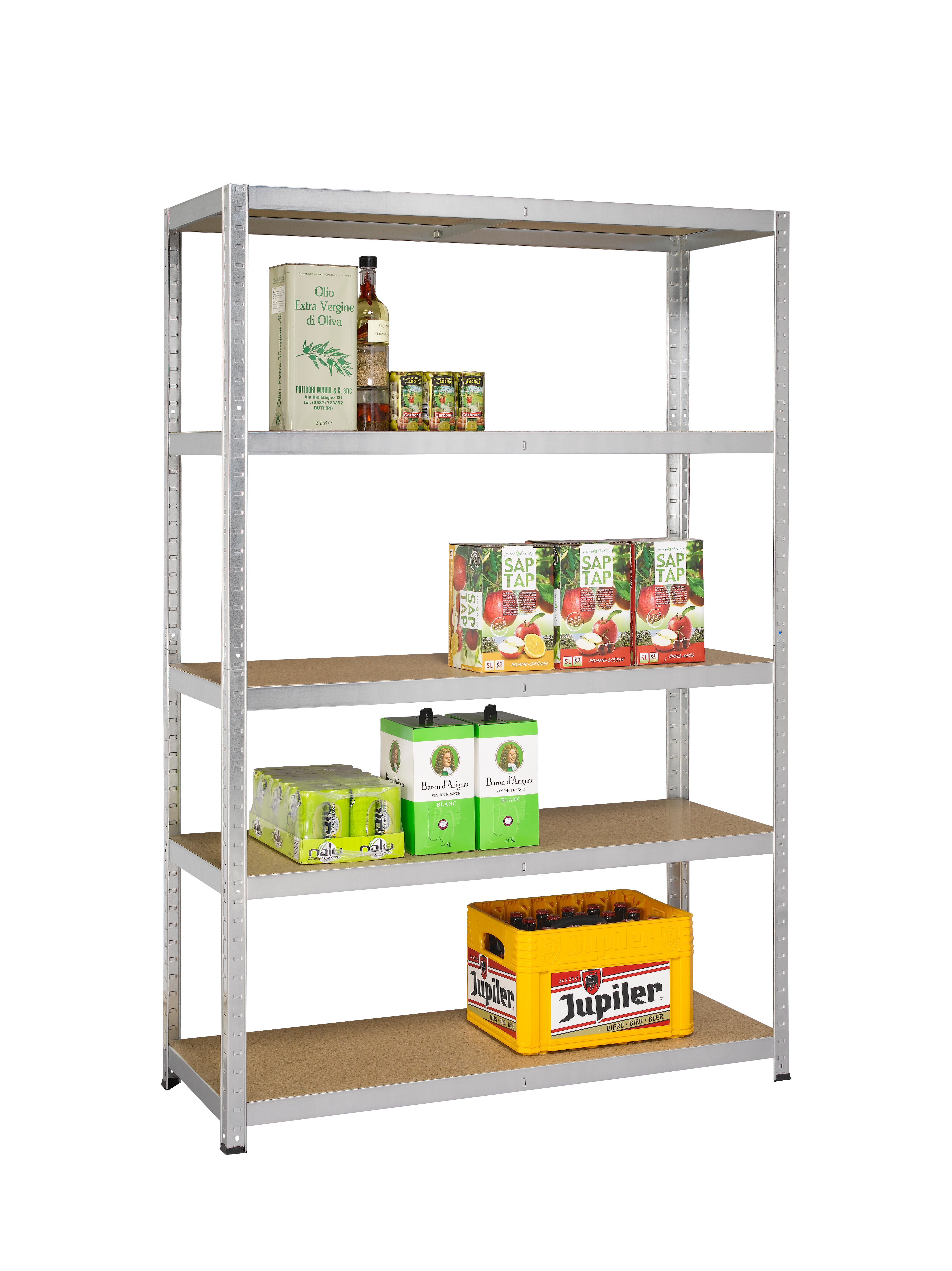 Etagère acier galvanisé SPACEO, 5 tablettes l.120xH.196xP.40 - 7