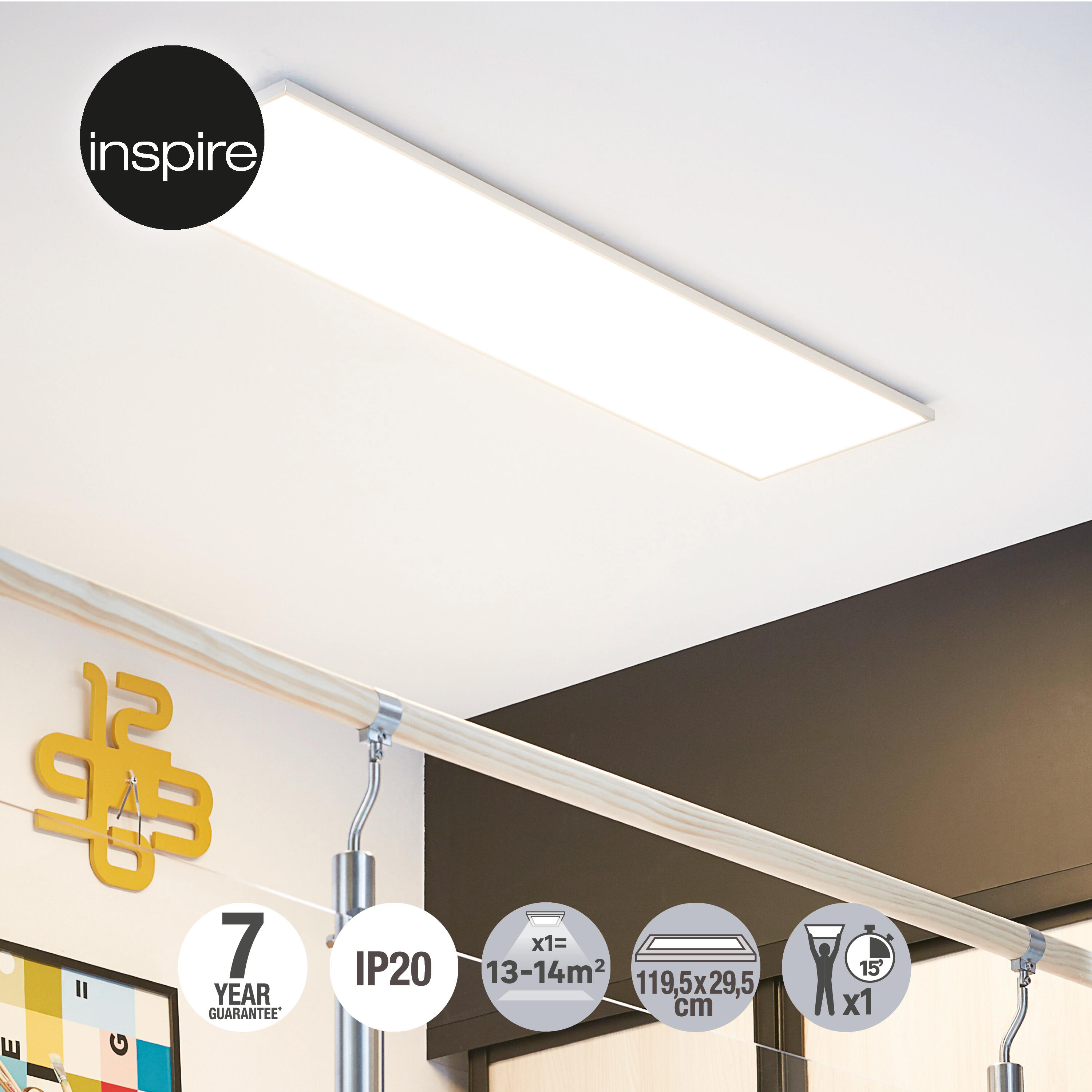 Panel LED Gdańsk biały 30 x 120 cm 5400 lm Inspire - 17