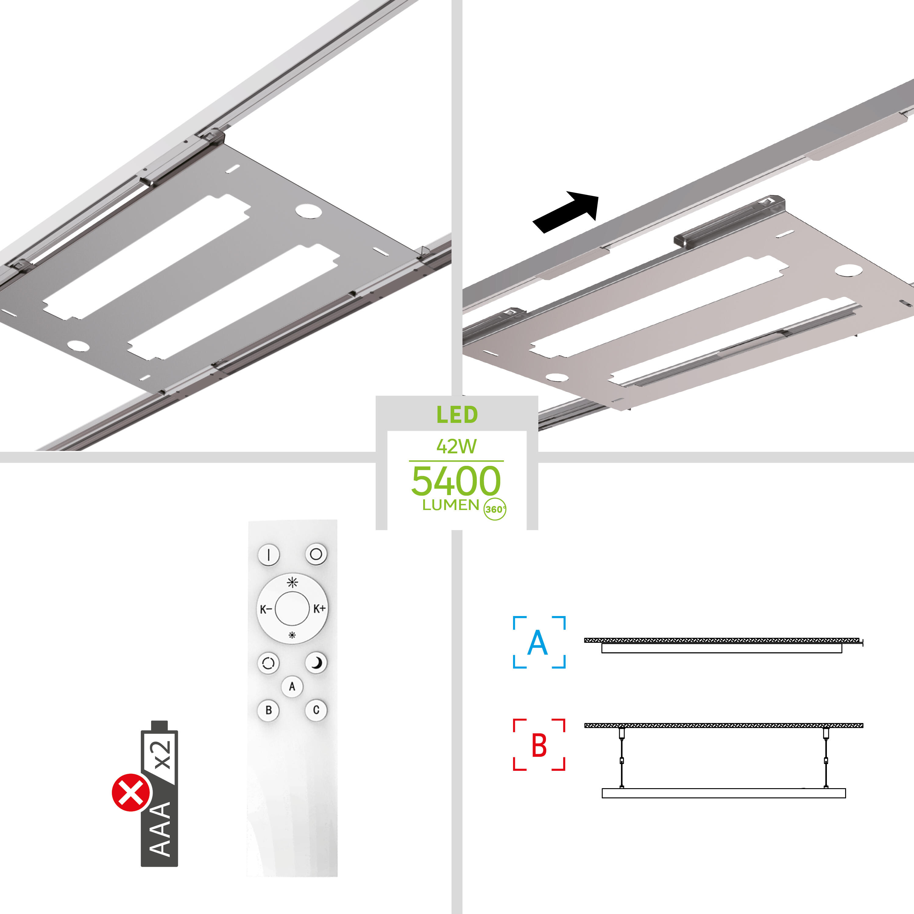 Panel LED Gdańsk biały 30 x 120 cm 5400 lm Inspire - 14
