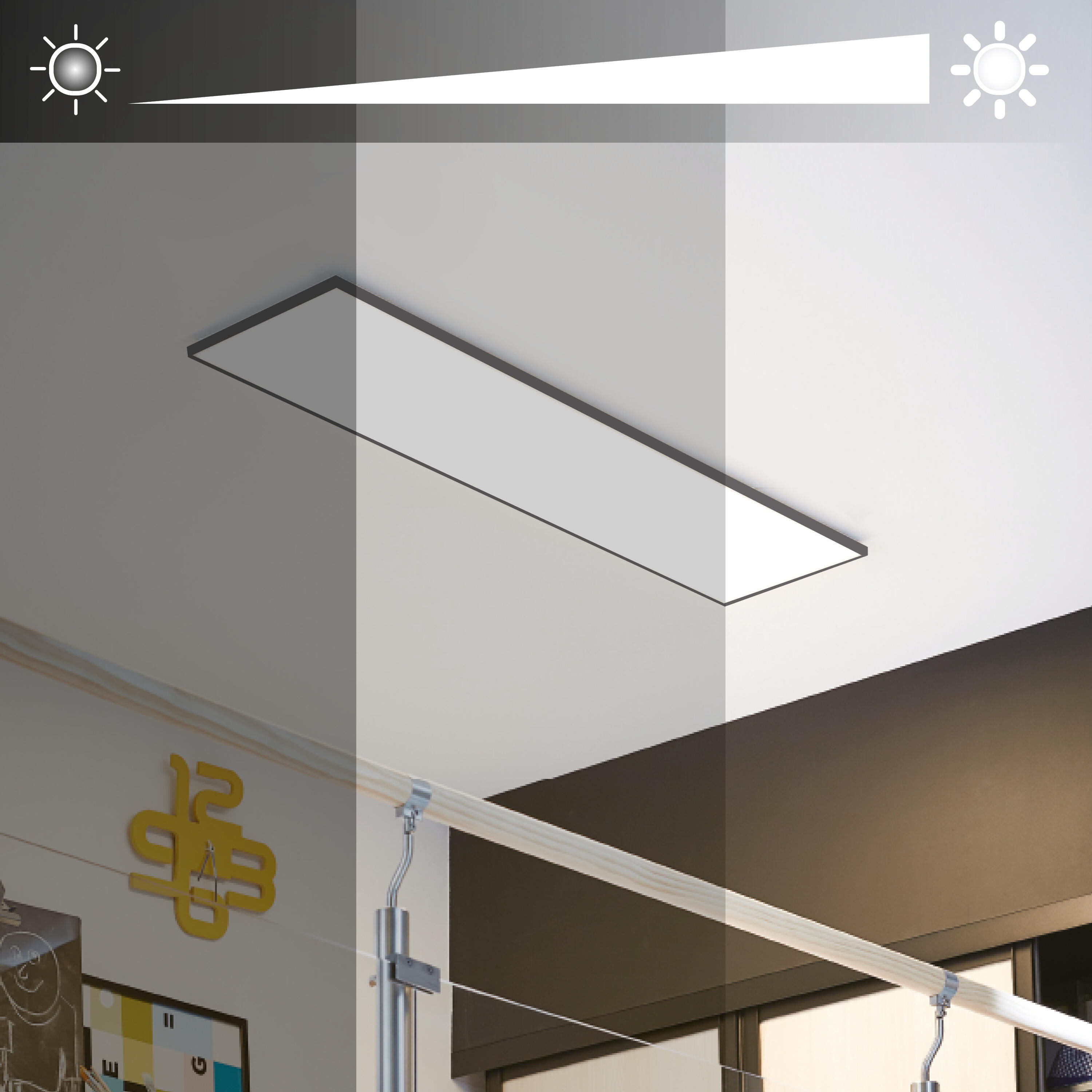 Panneau LED Gdansk 119,5 x 29,5 cm variation blancs et intensité, noir INSPIRE - 2