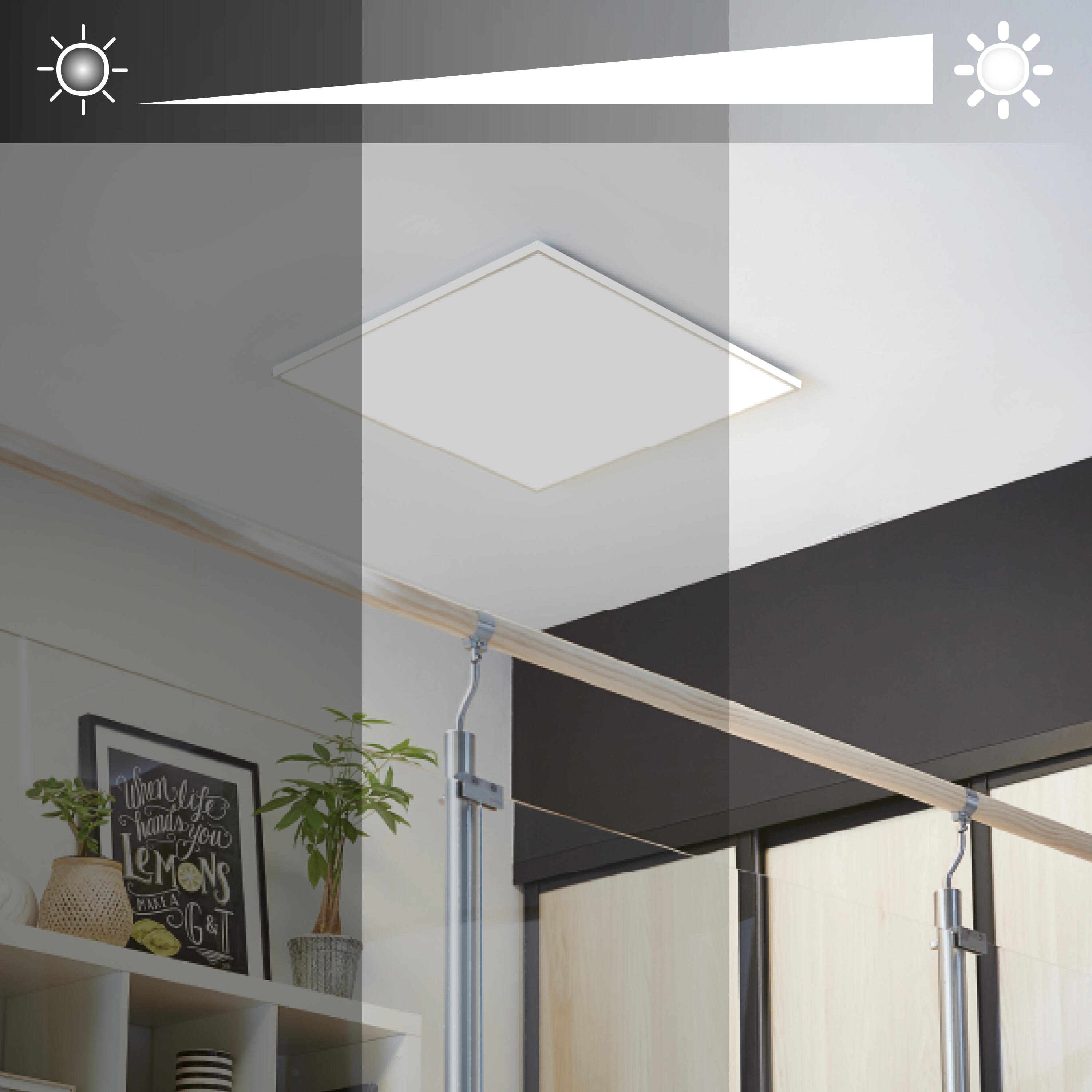 Panneau LED Gdansk 59,5 x 59,5 cm, variation blancs et intensité, blanc INSPIRE - 2