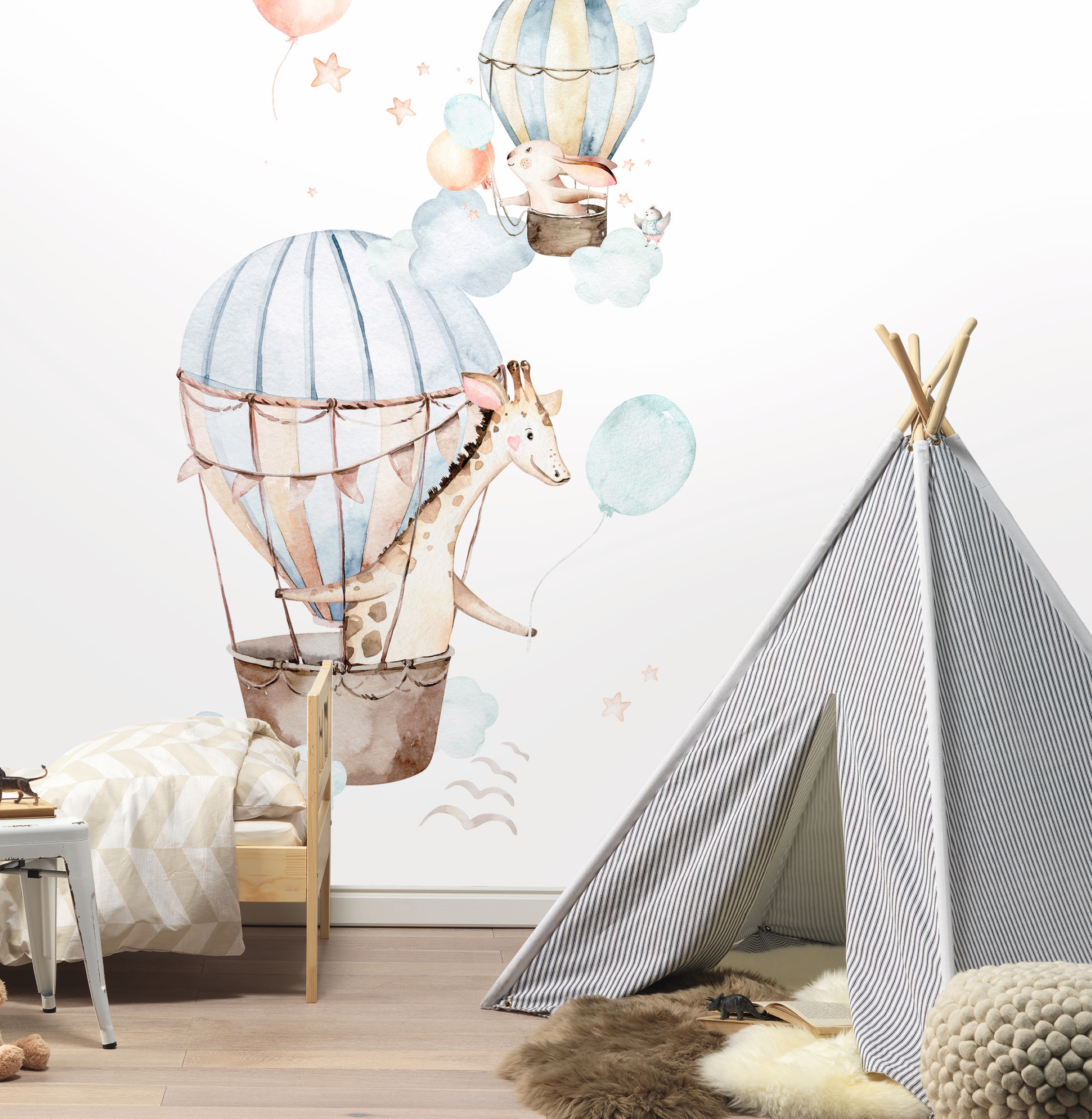 Tapeta panoramiczna dziecięca Żyrafa Balon 159 x 280 cm