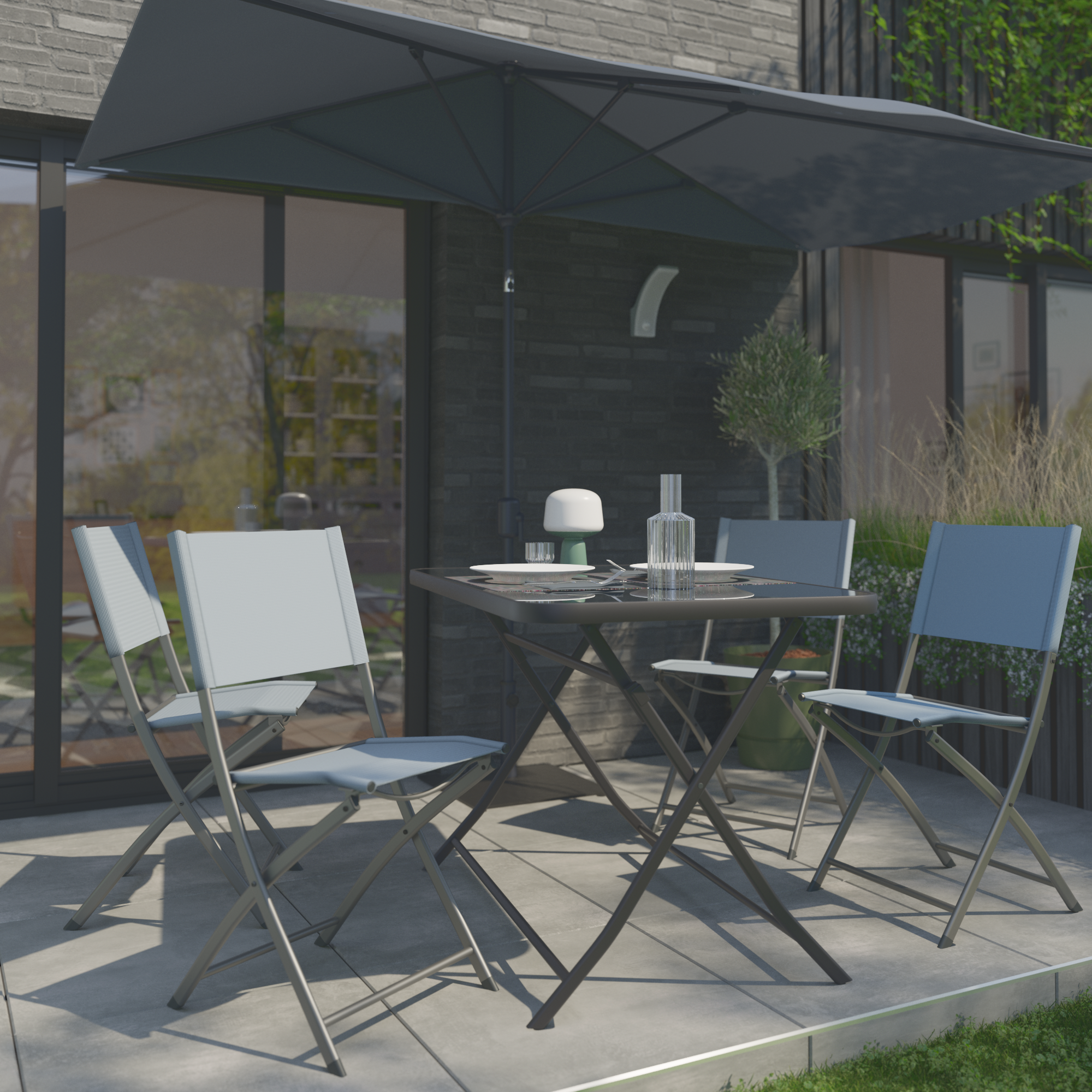 Mesa de jardín plegable de acero Emys gris de 70x110x72 cm - 28