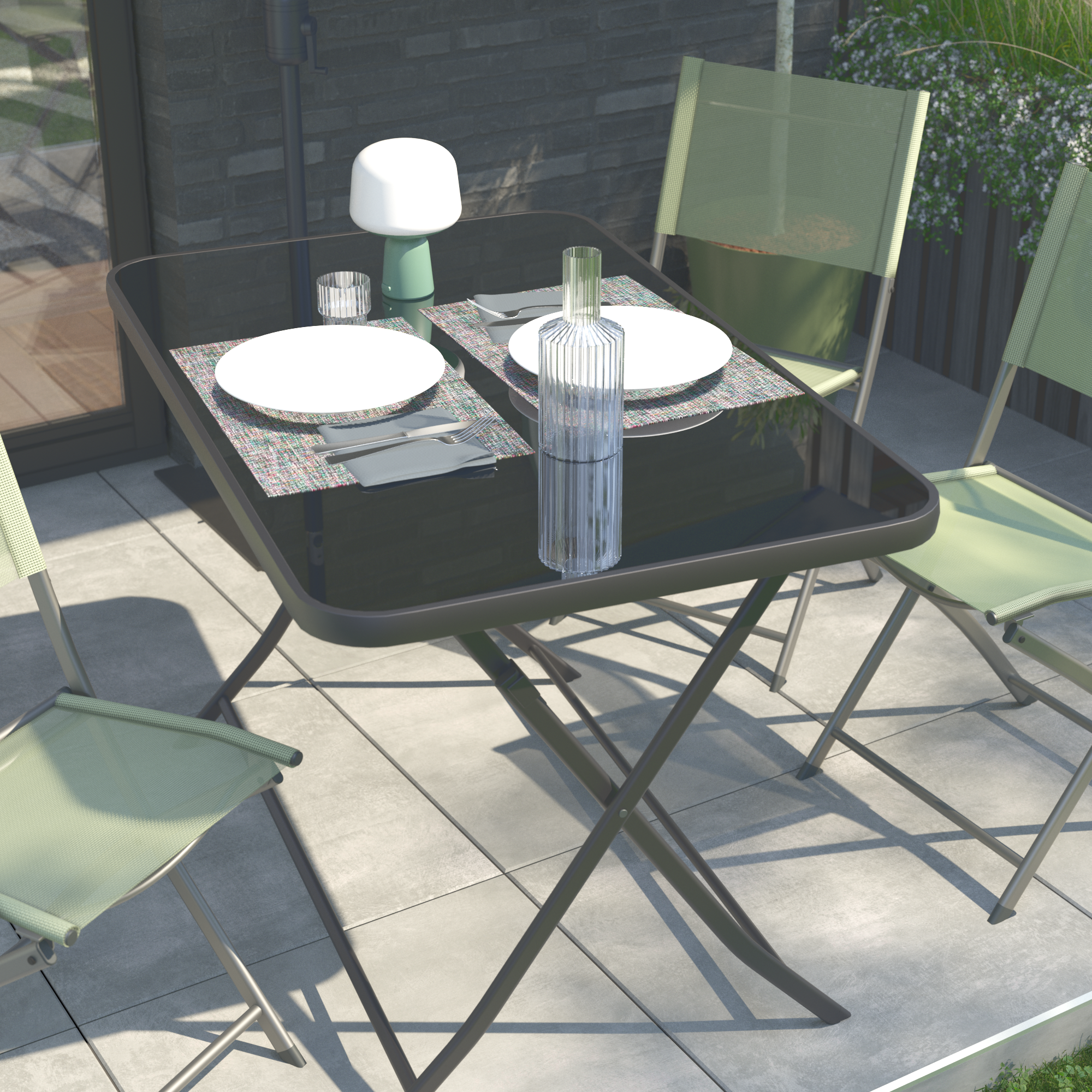 Mesa de jardín plegable de acero Emys gris de 70x110x72 cm - 27