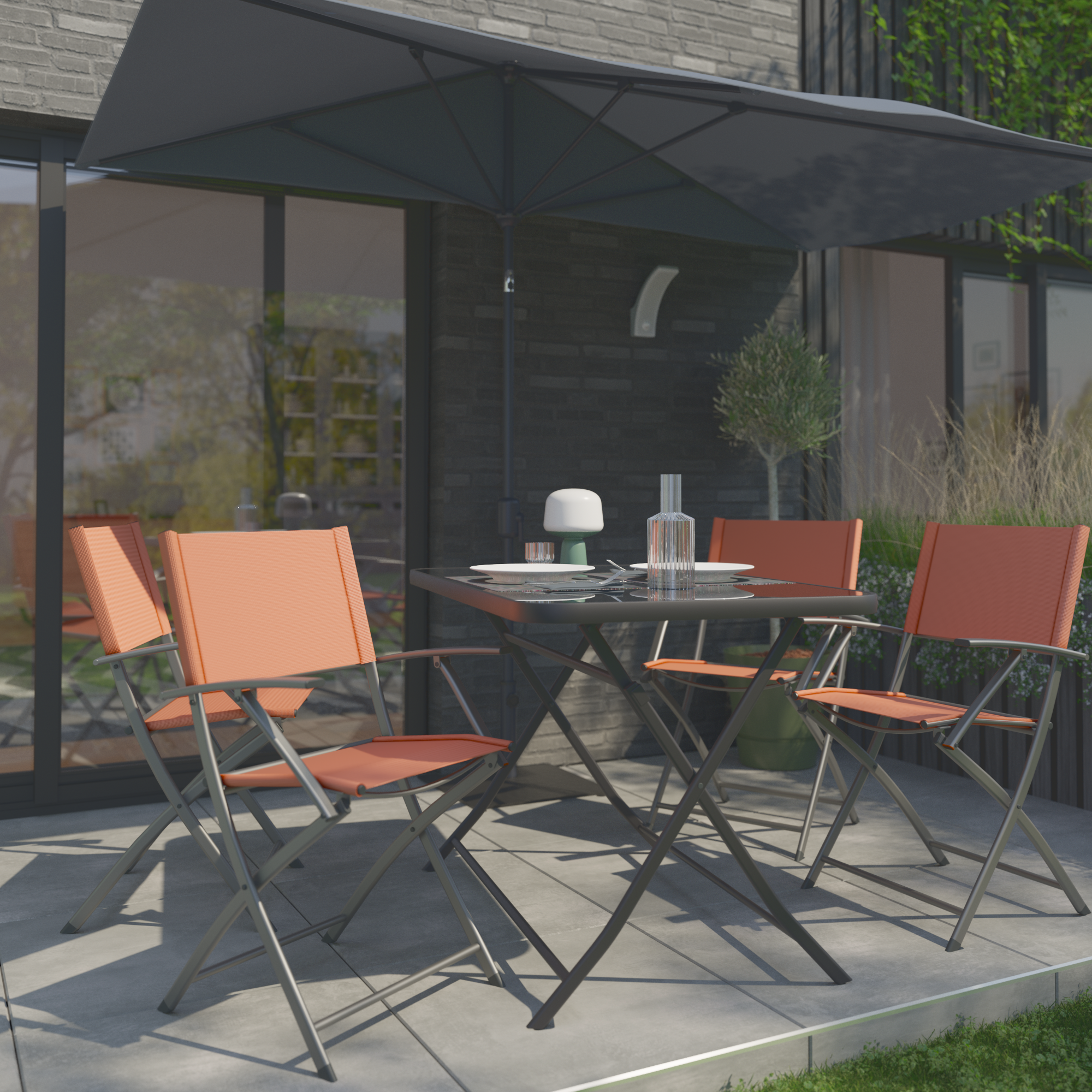 Mesa de jardín plegable de acero Emys gris de 70x110x72 cm - 25