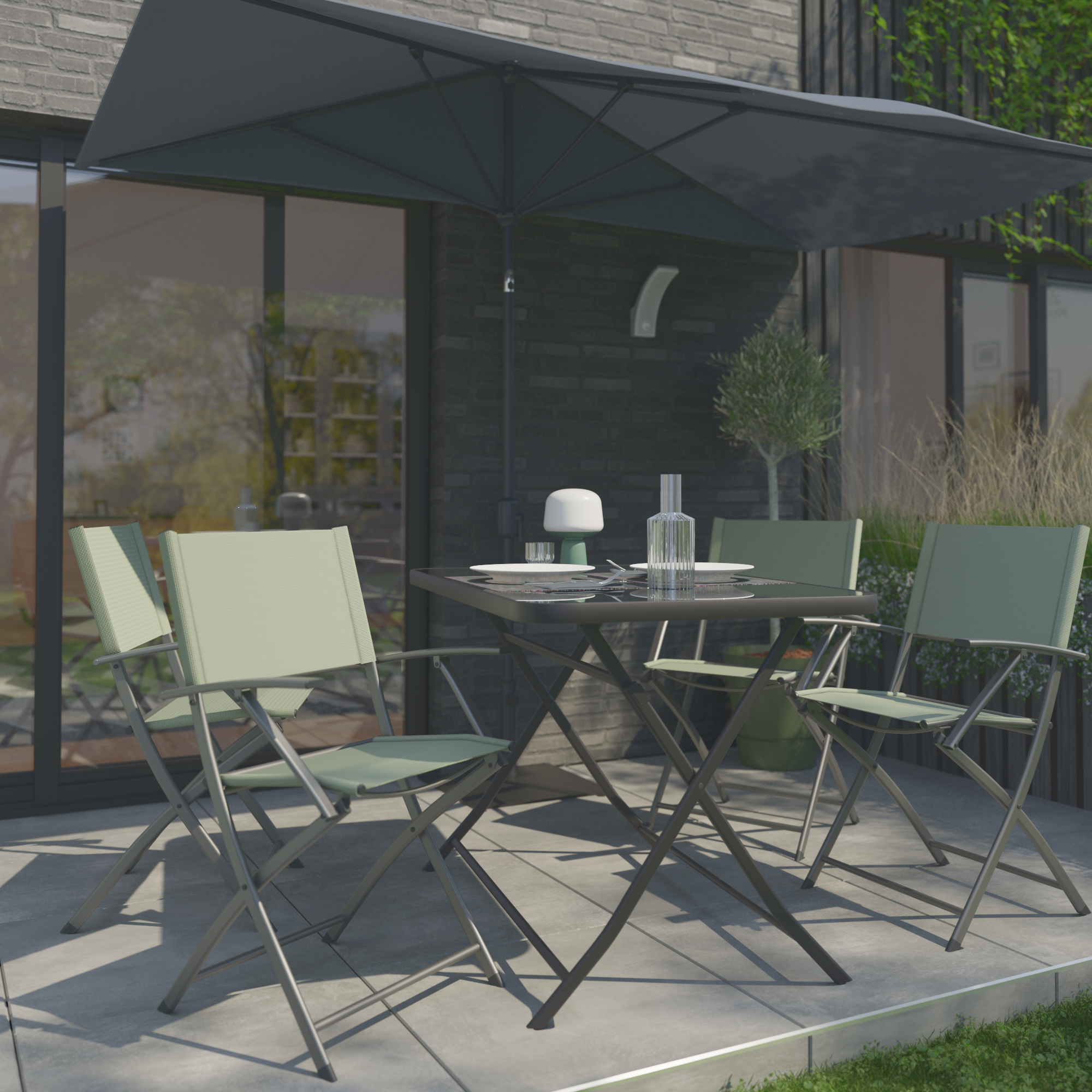 Mesa de jardín plegable de acero Emys gris de 70x110x72 cm - 4