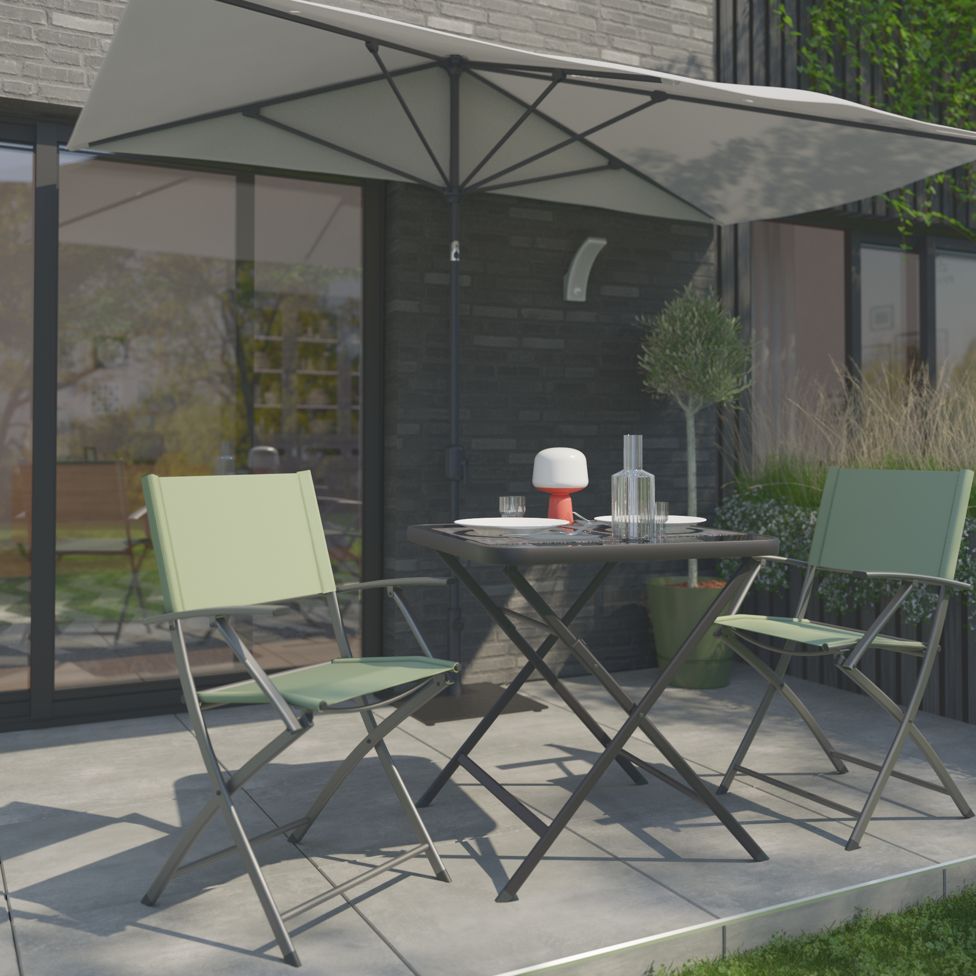 Table de jardin pliante NATERIAL Emys carré gris 2 personnes - 4