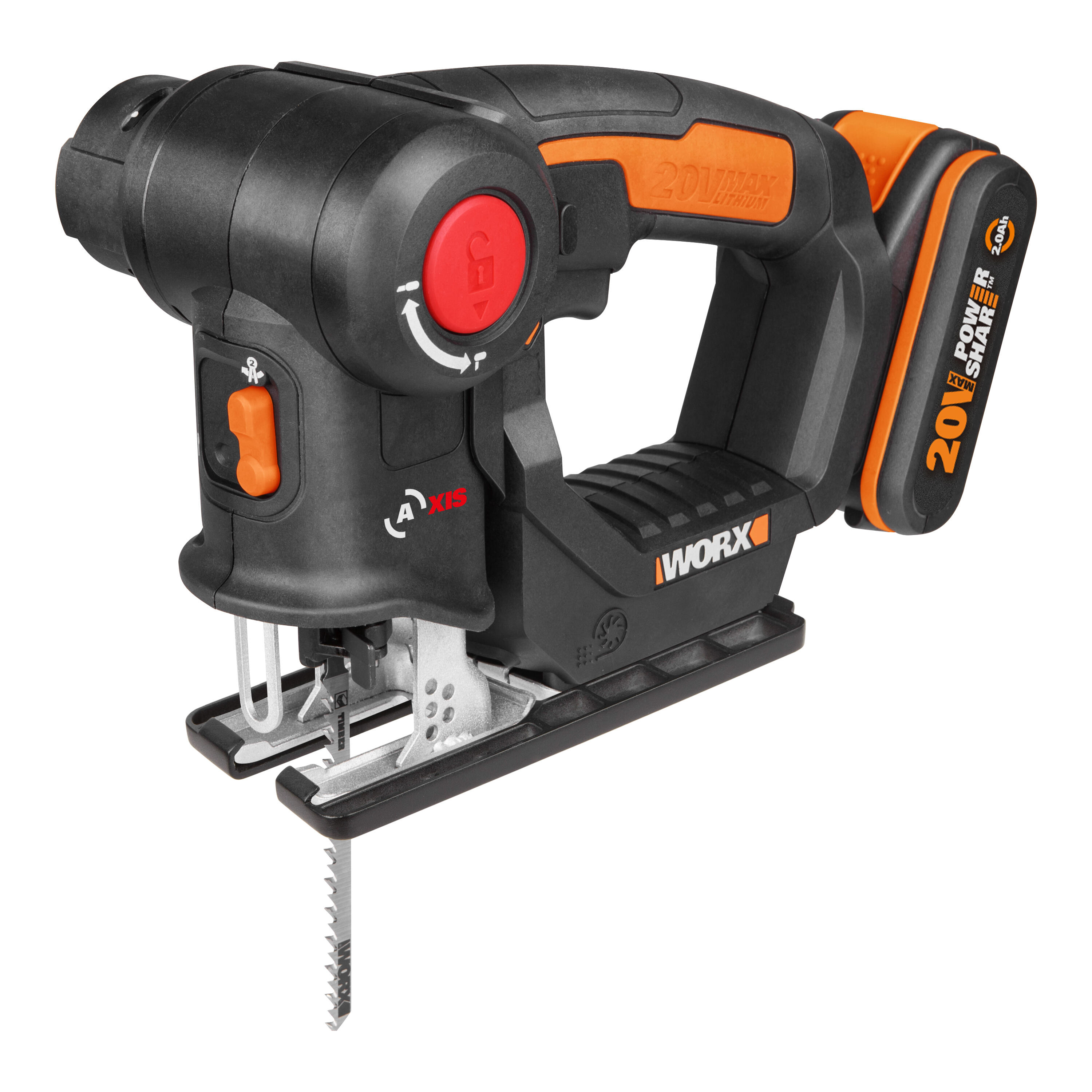 Sierra 2en1 sable/calar pendular worx wx550 20v con 1 batería de 2ah