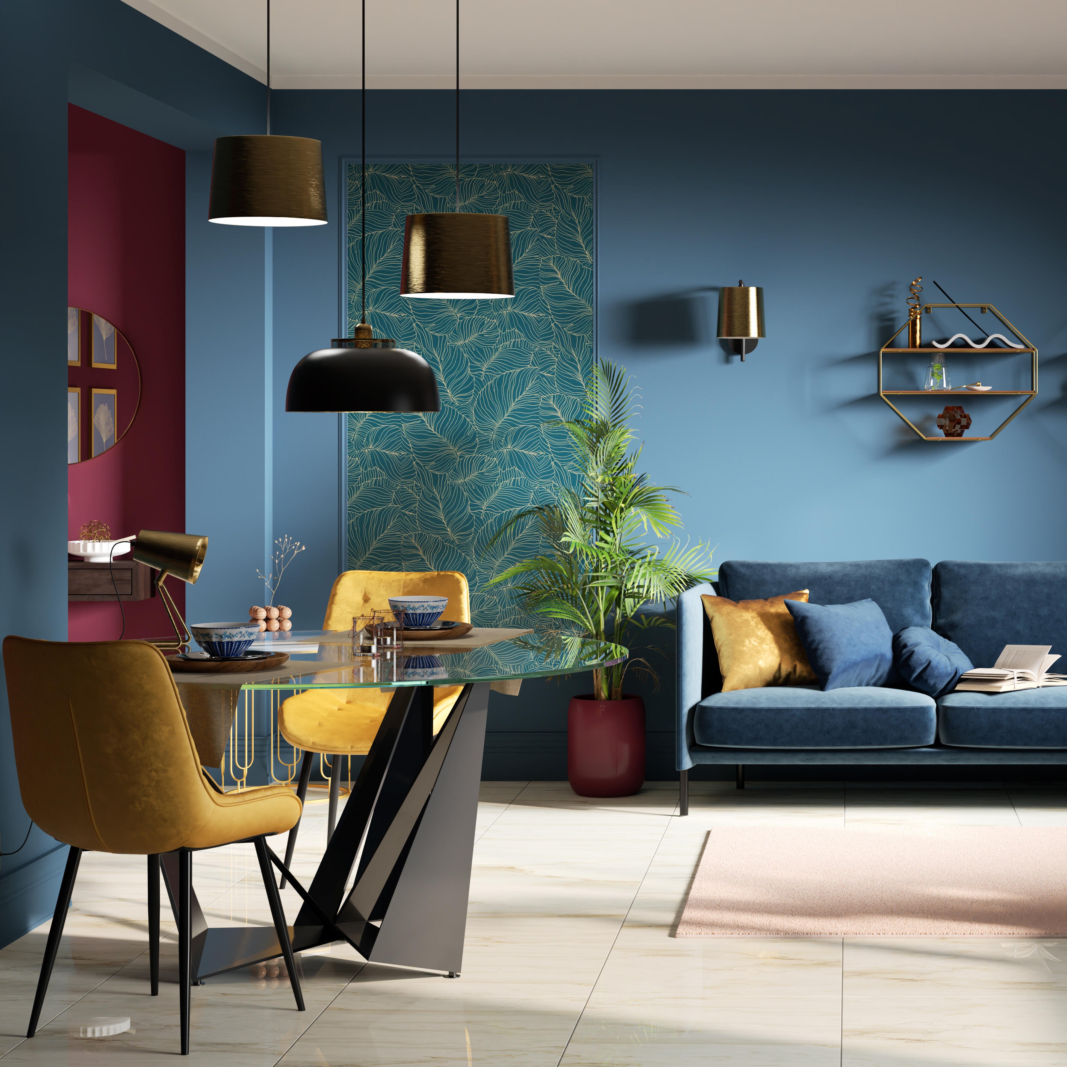 Pittura per interni per parete e soffitto super lavabile, LUXENS monomano blu fjord 1 opaco, 2.5 L - 7