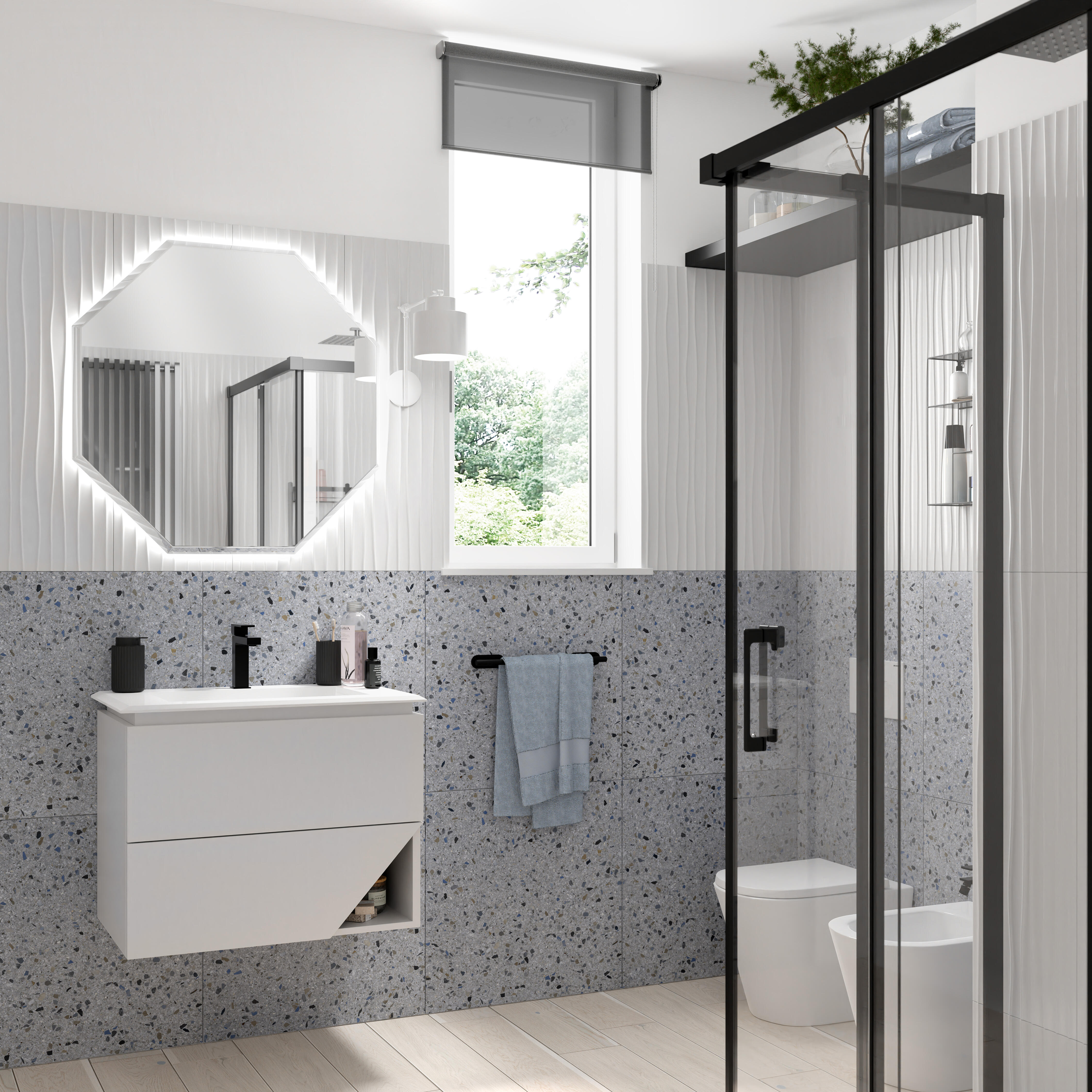 S'AFIELINA Specchio Da Bagno LED 60x45 Cm - Antiappannamento, Touch, 3 Luci Dimmerabili