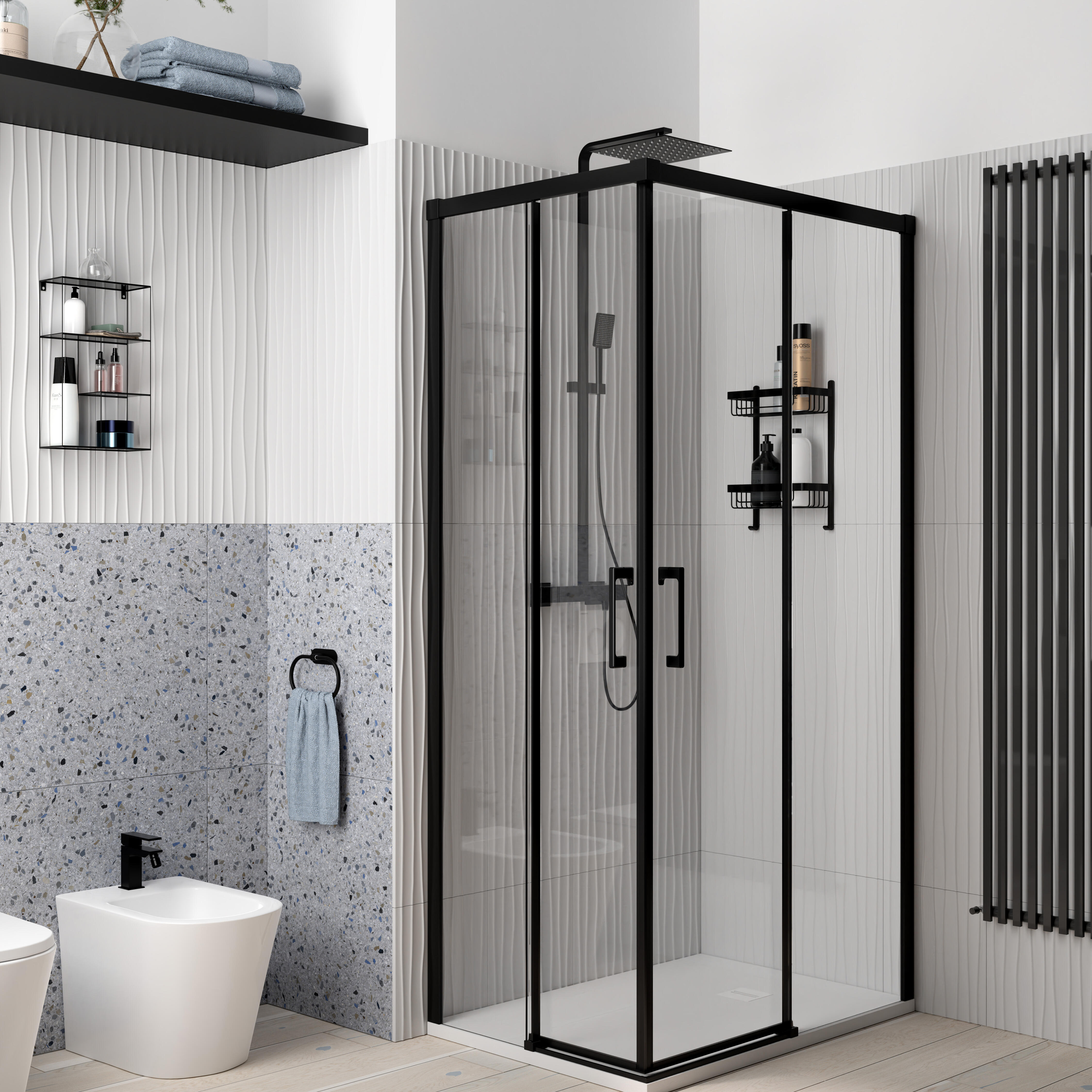Barra soporte de ducha para cabina de ducha e hidromasaje y pared