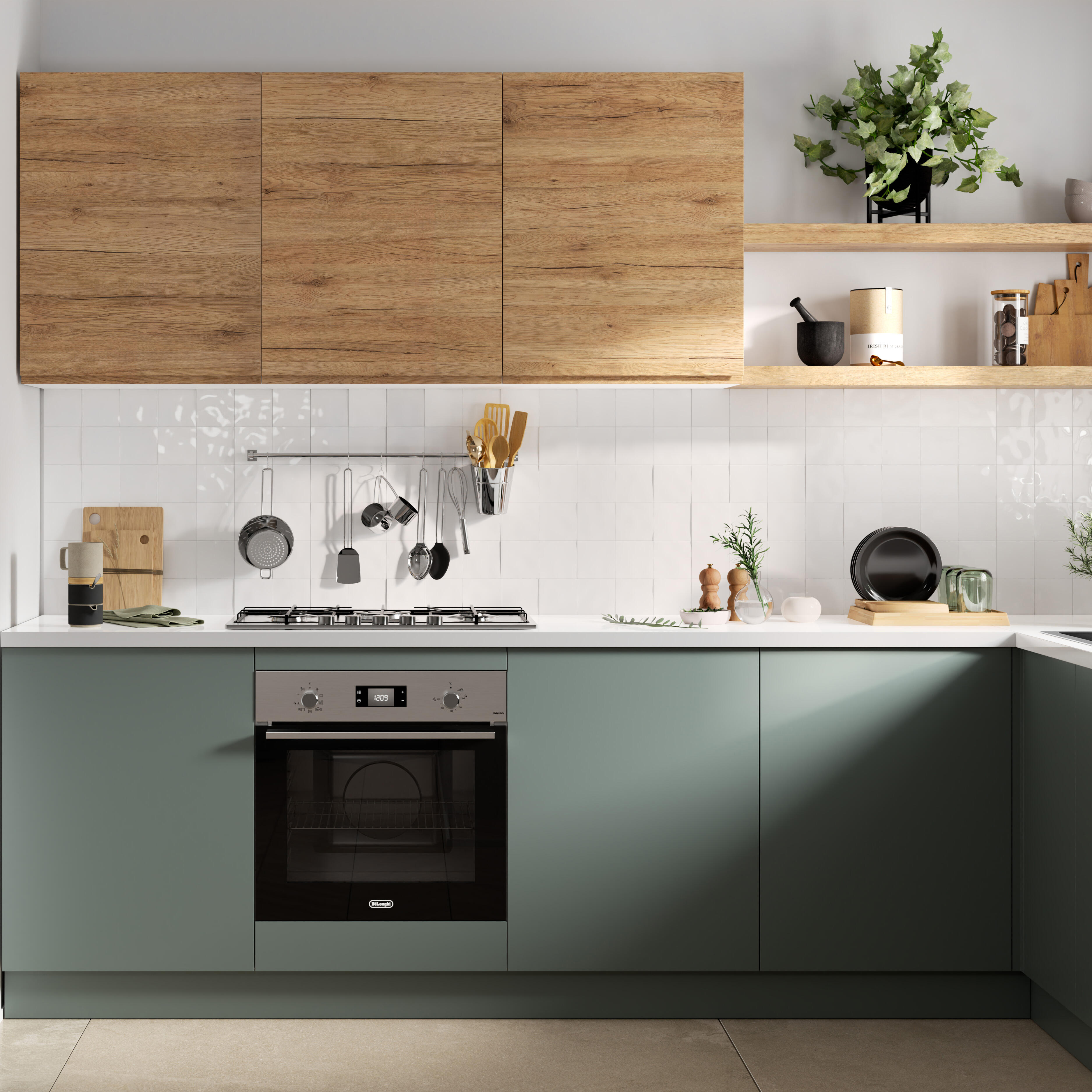 Porta para móvel de cozinha Delinia Viena 60X77 cm verde mate - 8