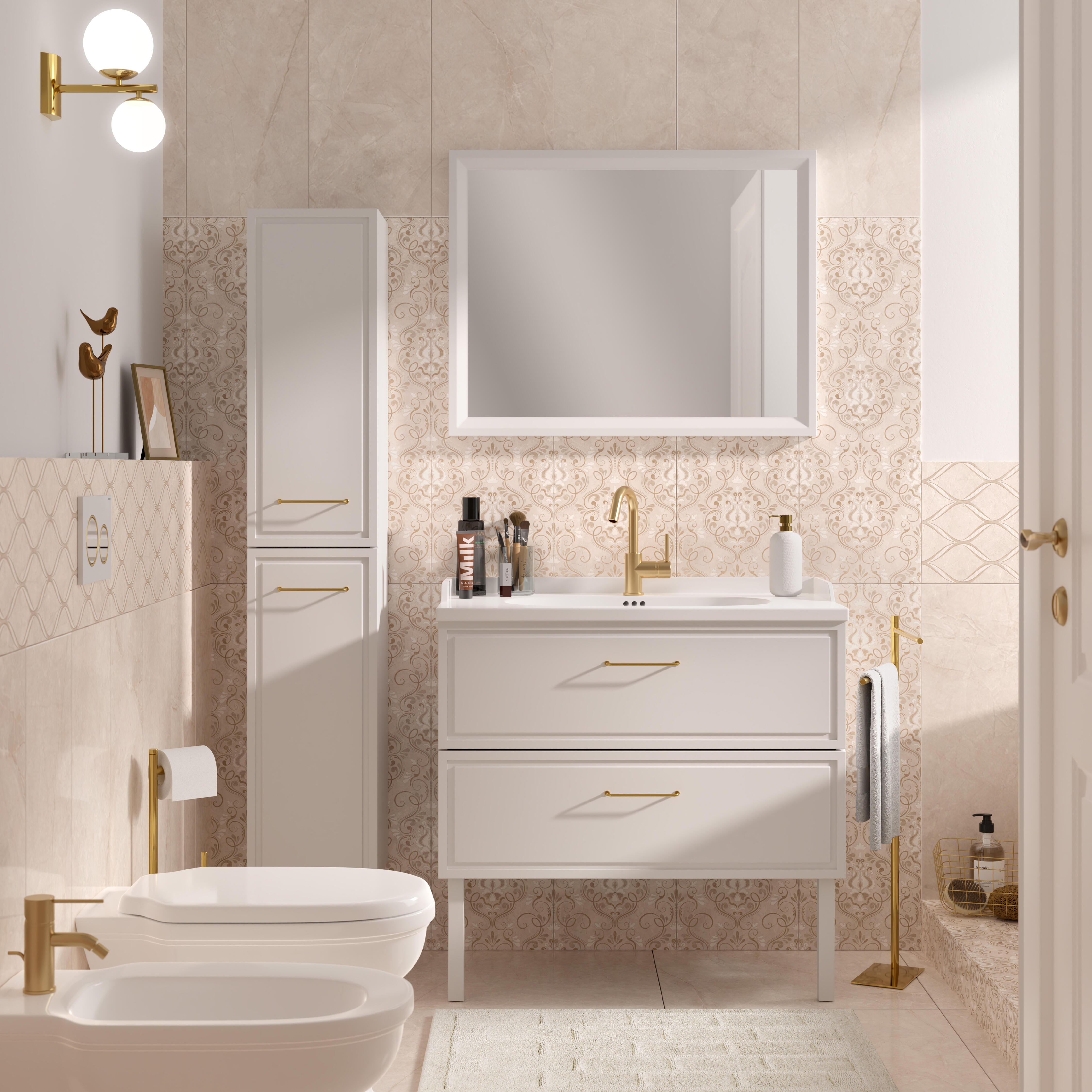 Specchio rettangolare bianco 90 x 70 cm - 2