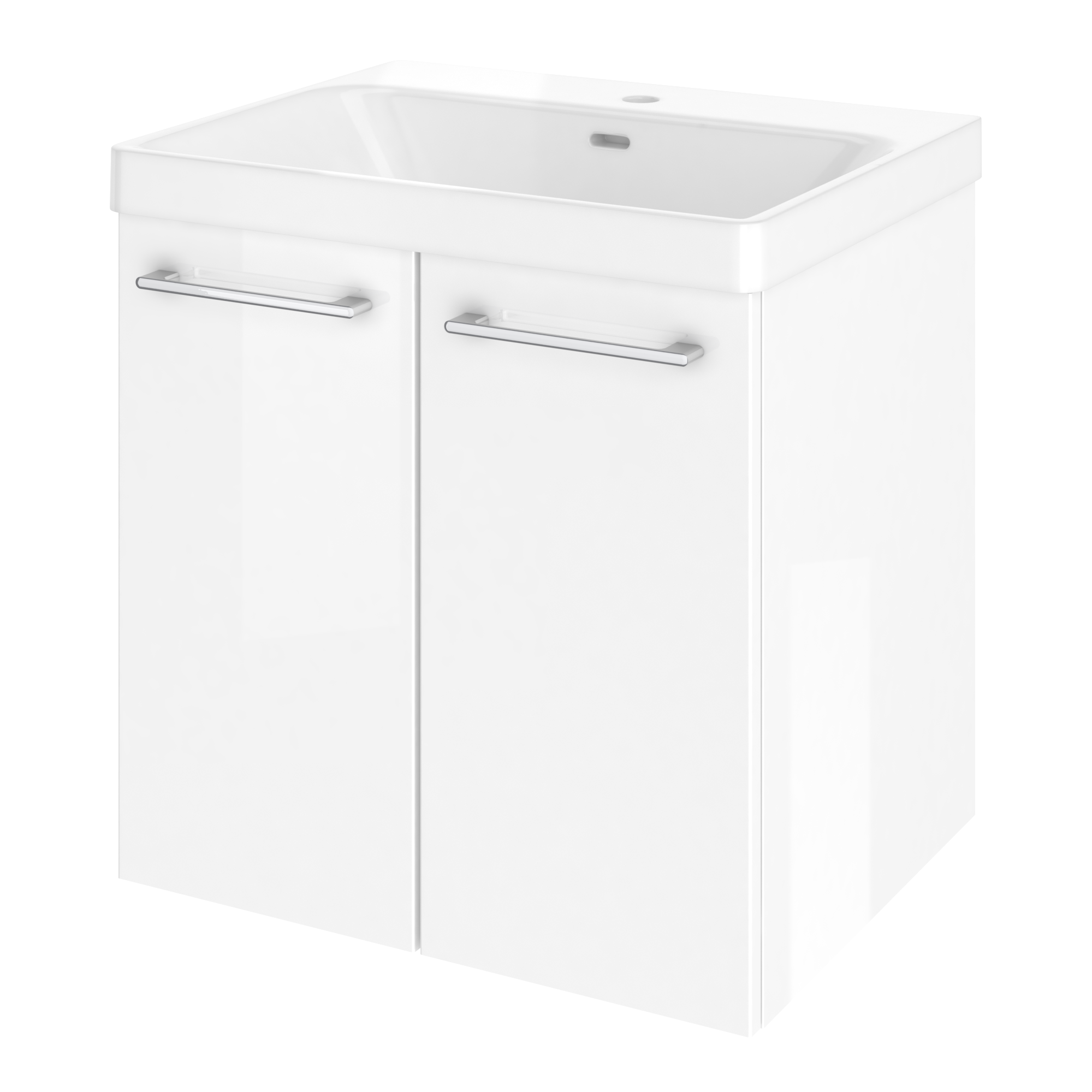Mobile da bagno sospeso sotto lavabo L 60 x H 57.7 x P 46 cm bianco laminato lucido, 2 ante SENSEA Remix - 10