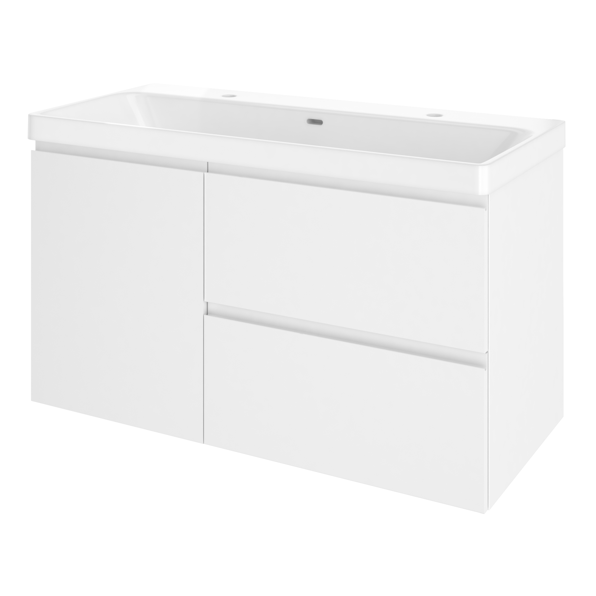 Szafka łazienkowa drzwiczki + 2 szuflady + umywalka zestaw 106x49.5 cm Remix biała Sensea
