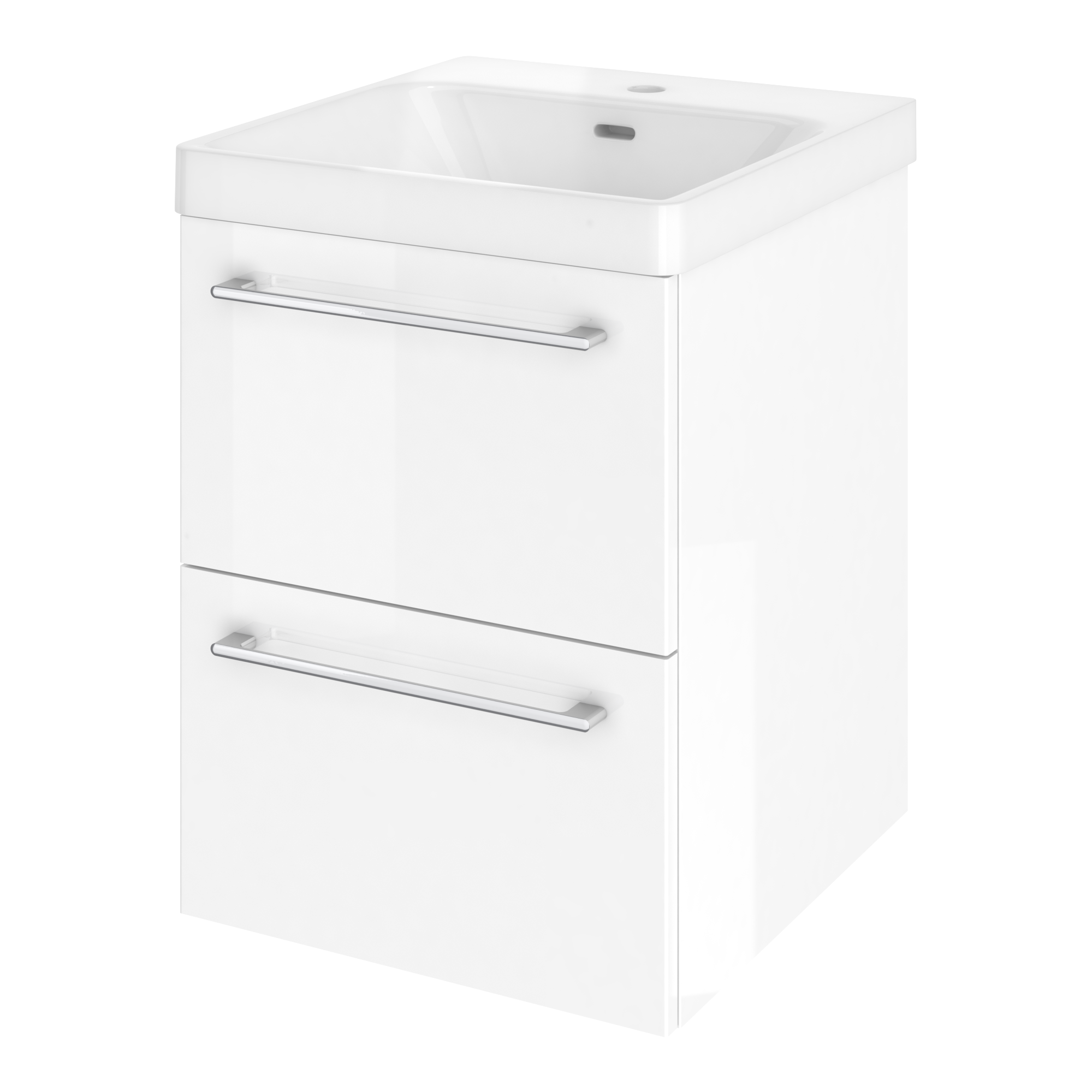 Szafka łazienkowa 2 szuflady + umywalka zestaw 46x49.5 cm Remix biała Sensea