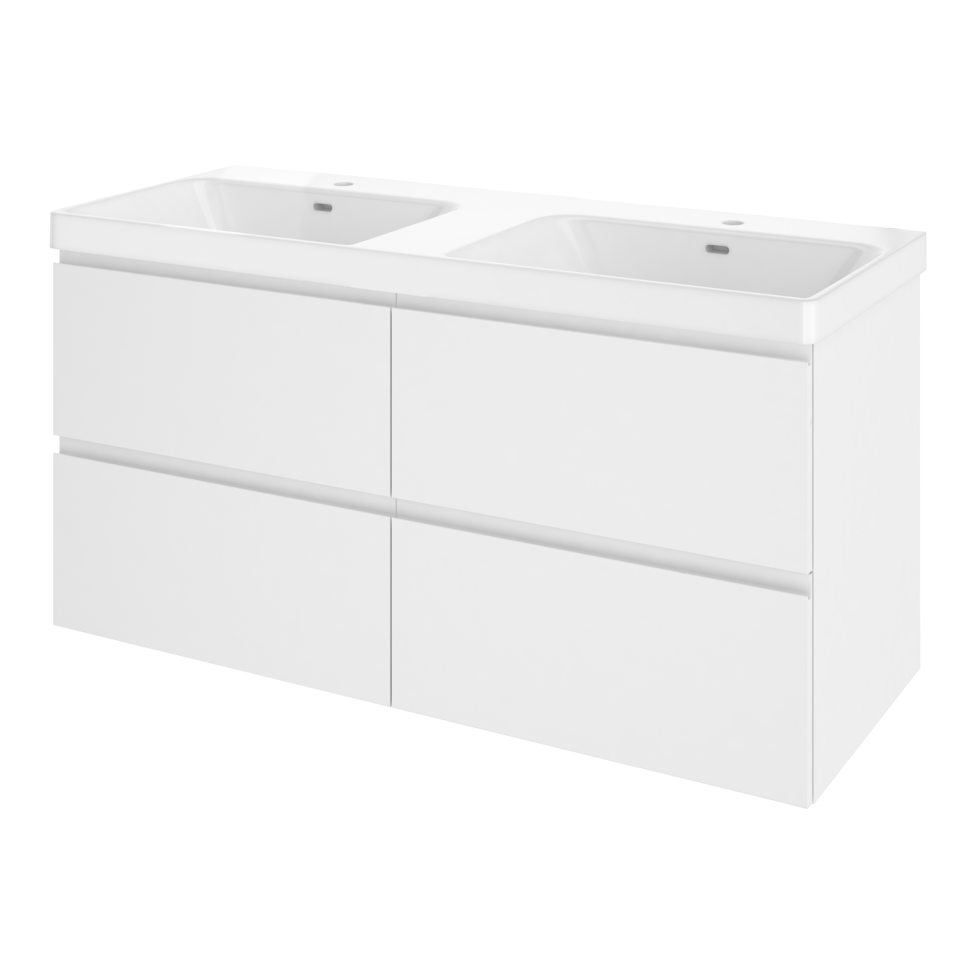 Szafka łazienkowa 4 szuflady + umywalka zestaw 121x49.5 cm Remix biała Sensea