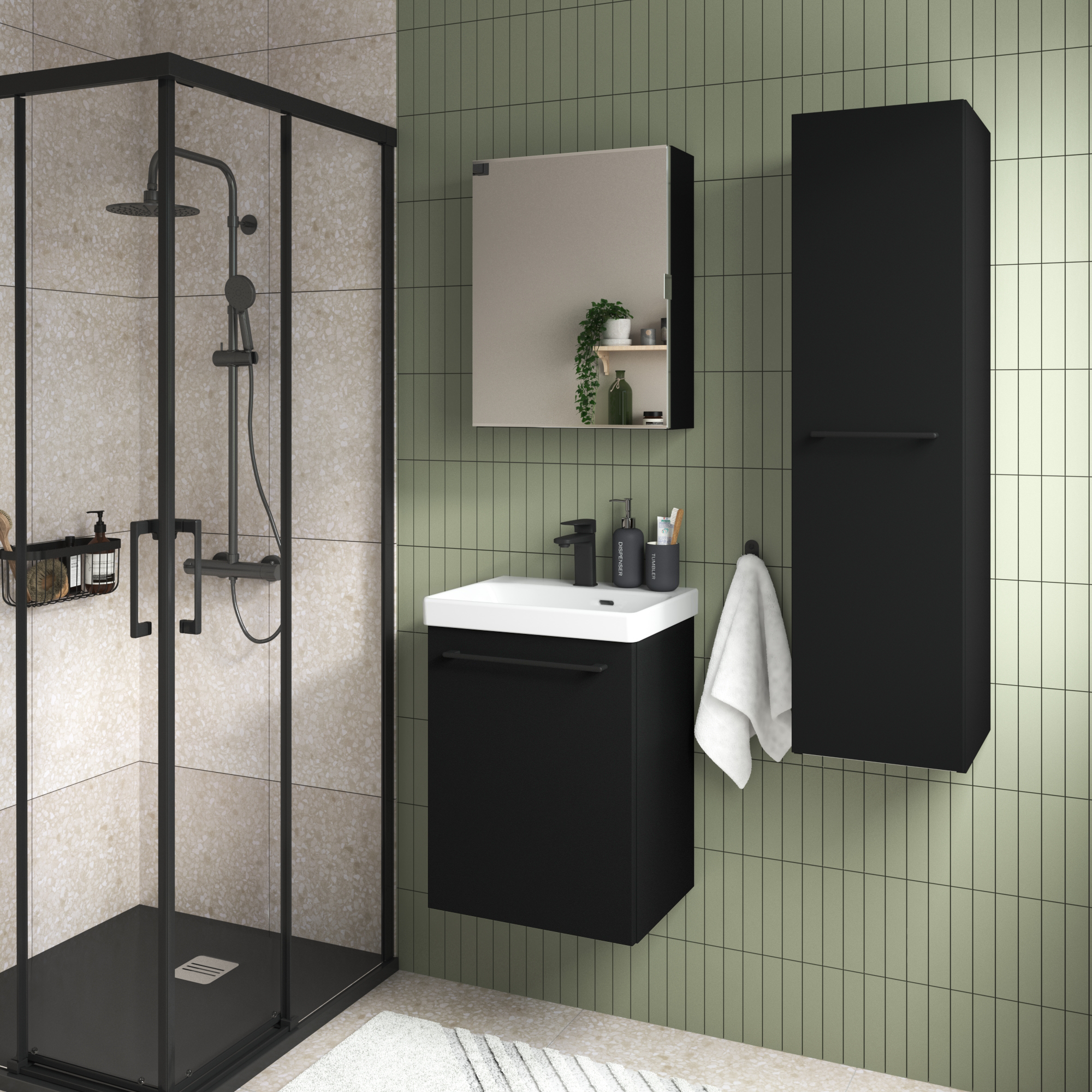Struttura colonna bagno Remix nero opaco L 30 x H 115 x P 33 cm - 3