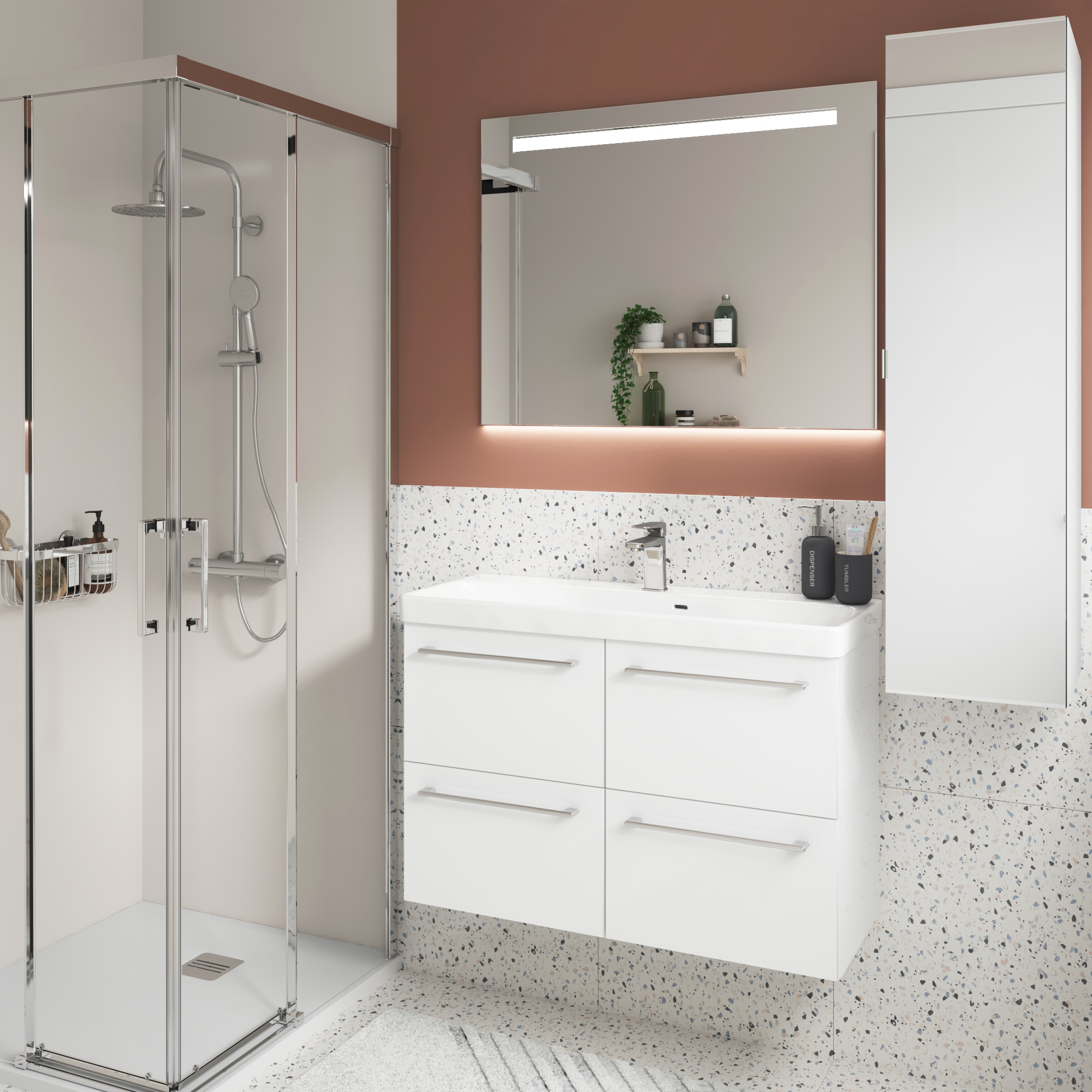 Caisson colonne, l.30 x H.115 x P.33cm, Blanc-Blanc 0, Remix - 5