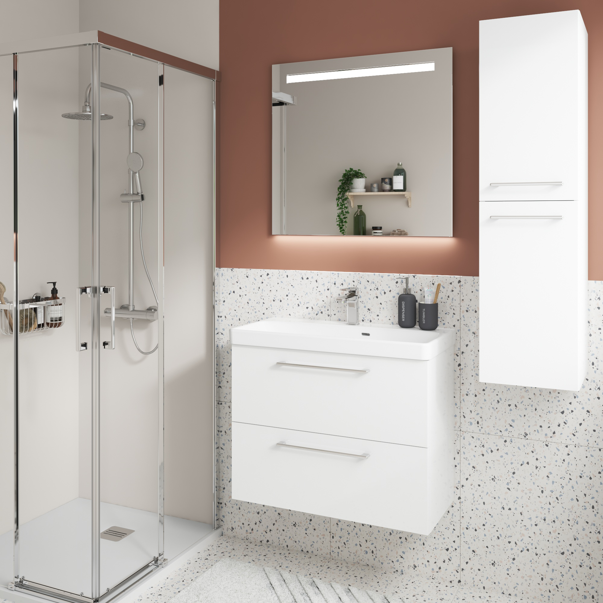 Caisson colonne, l.30 x H.115 x P.33cm, Blanc-Blanc 0, Remix - 4