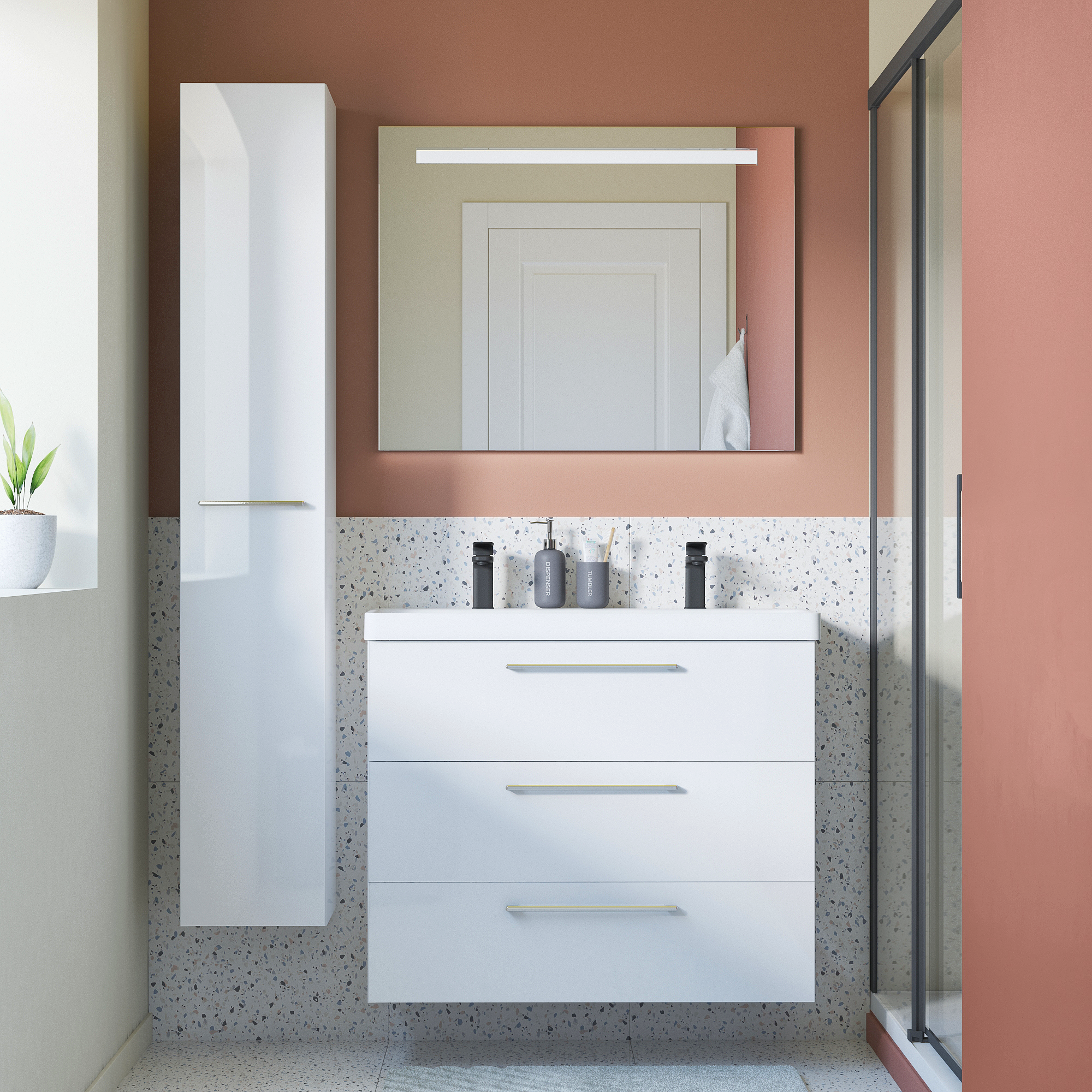 Drzwi do mebli łazienkowych do słupka Remix białe 30 x 173 Sensea - 19