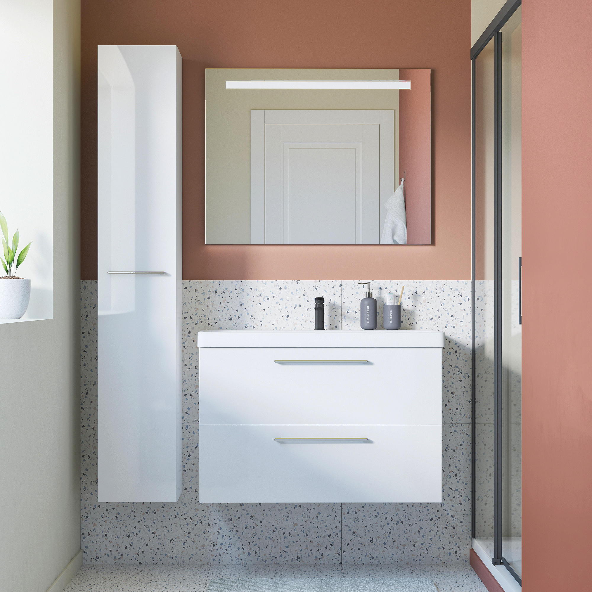 Drzwi do mebli łazienkowych do słupka Remix białe 30 x 173 Sensea - 18