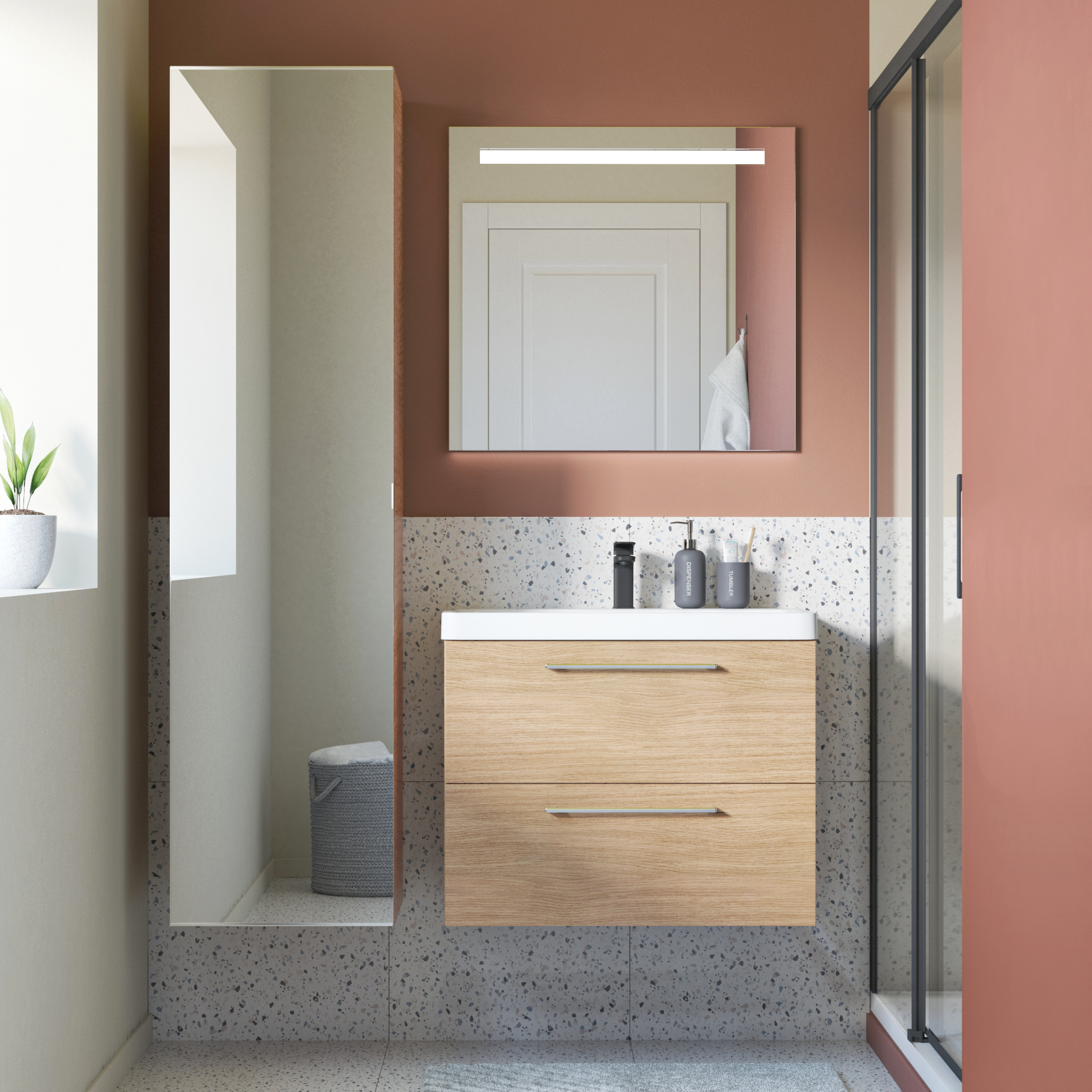 Caisson colonne l.45 x H.173 x P.46 cm, chêne naturel, Remix - 3